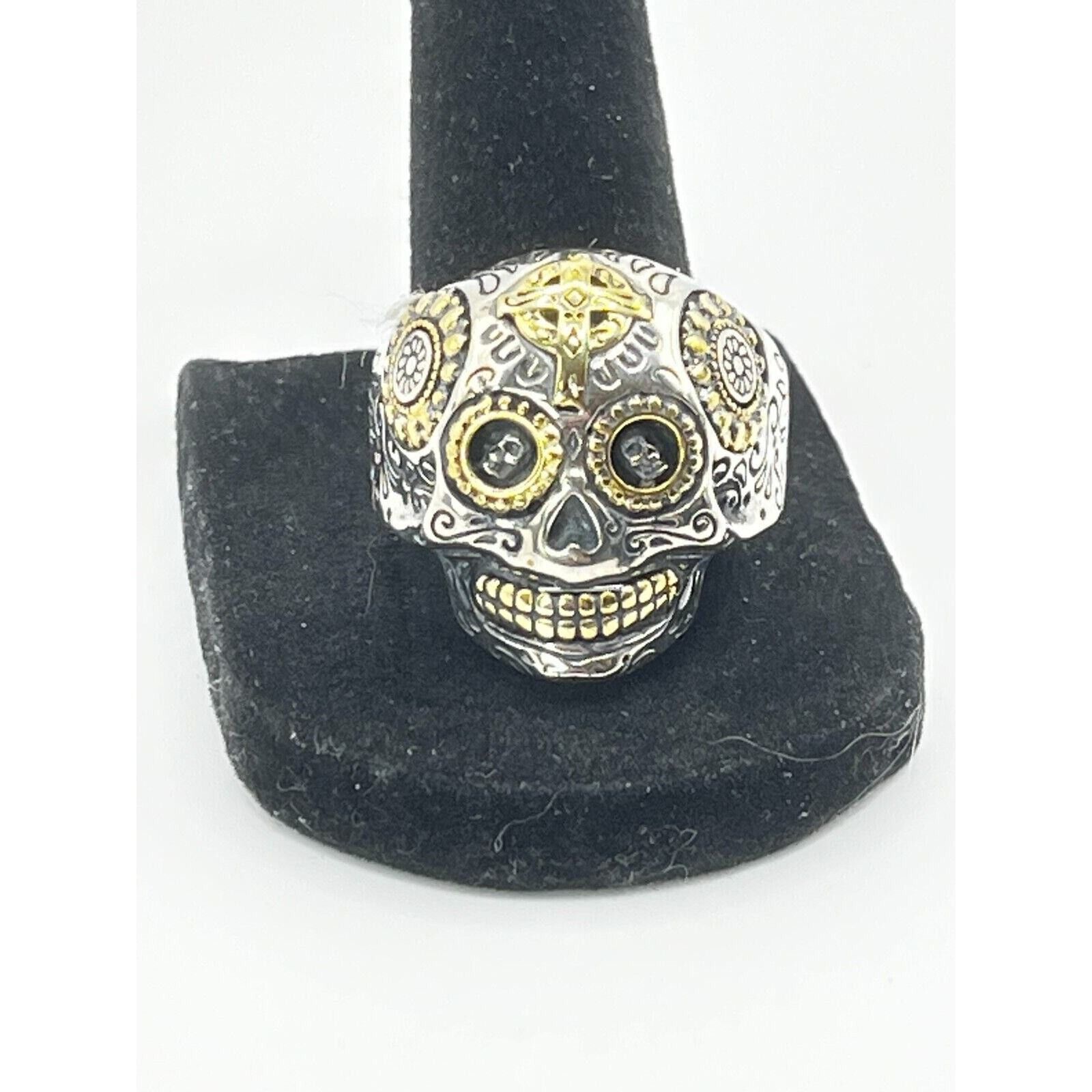 The Unbranded Brand SUGAR SKULL 925 STERLING /SKULL DEAD/BIKER/RING sz 10.5 Size ONE SIZE - 5 Thumbnail