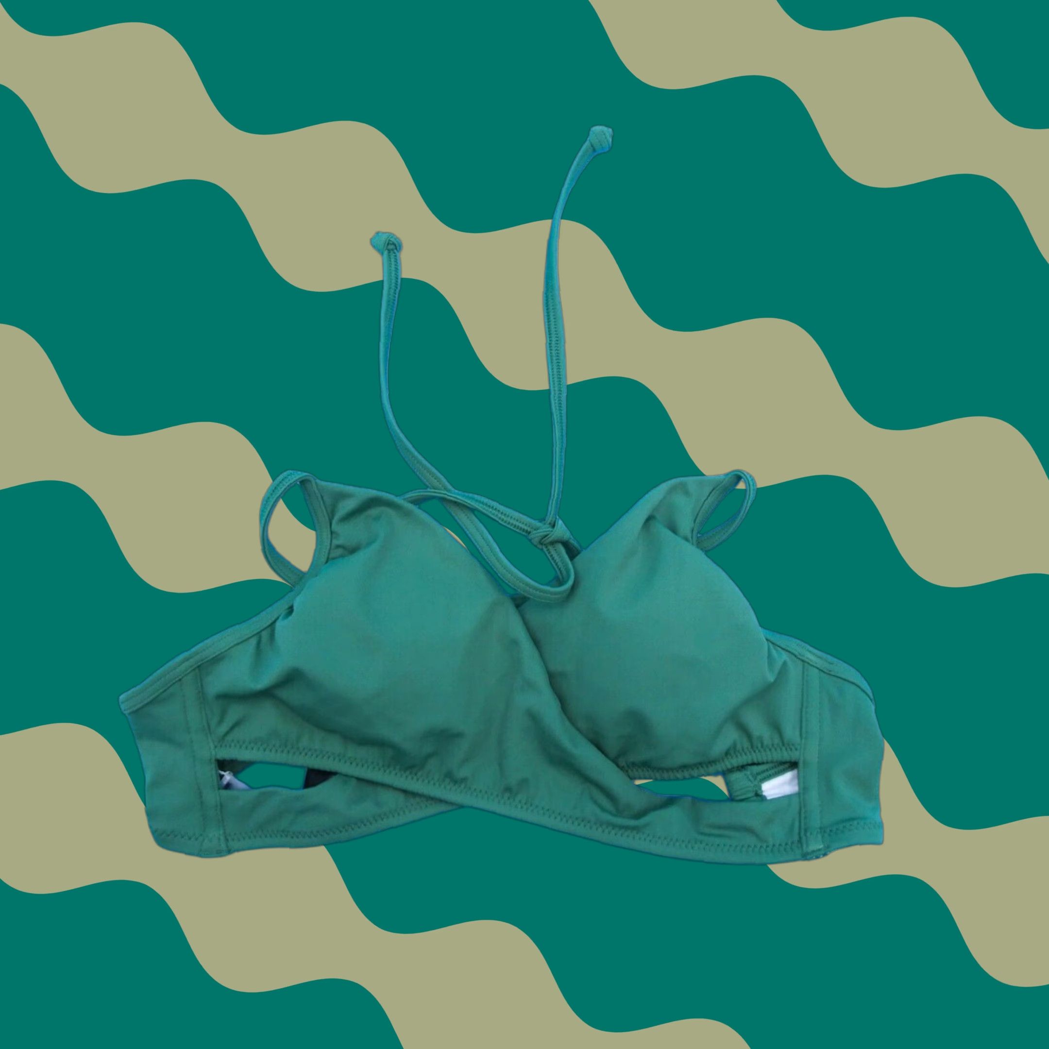 Viktorias Secret Green Small Wrap Style Padded Triangle Bikini Top Swimsuit New