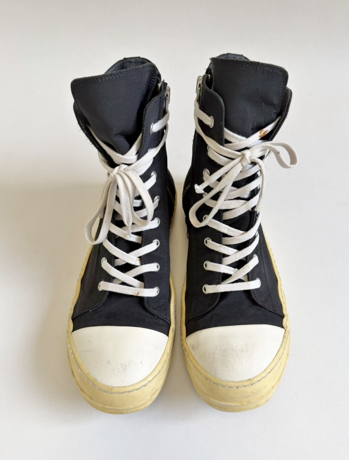 Rick Owens Drkshdw Yellow Sole Black Nylon Ramones Sneakers Size US 8 / EU 41 - 1 Thumbnail