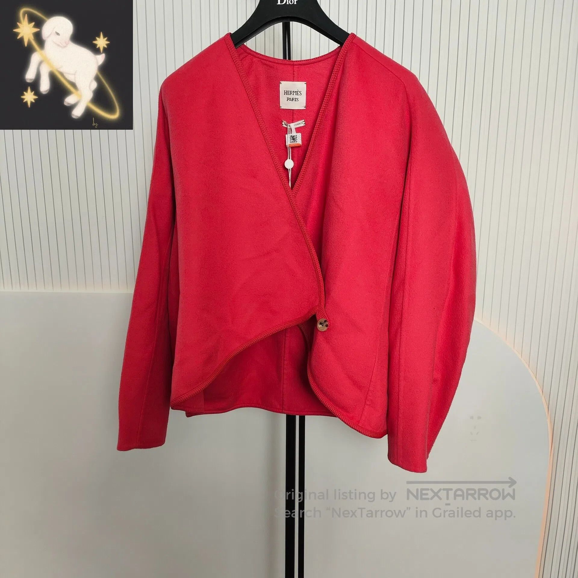 Hermes Hermes Red Cashmere V-neck Long-sleeve Jacket| Size XS / US 0-2 / IT 36-38 - 1 Thumbnail