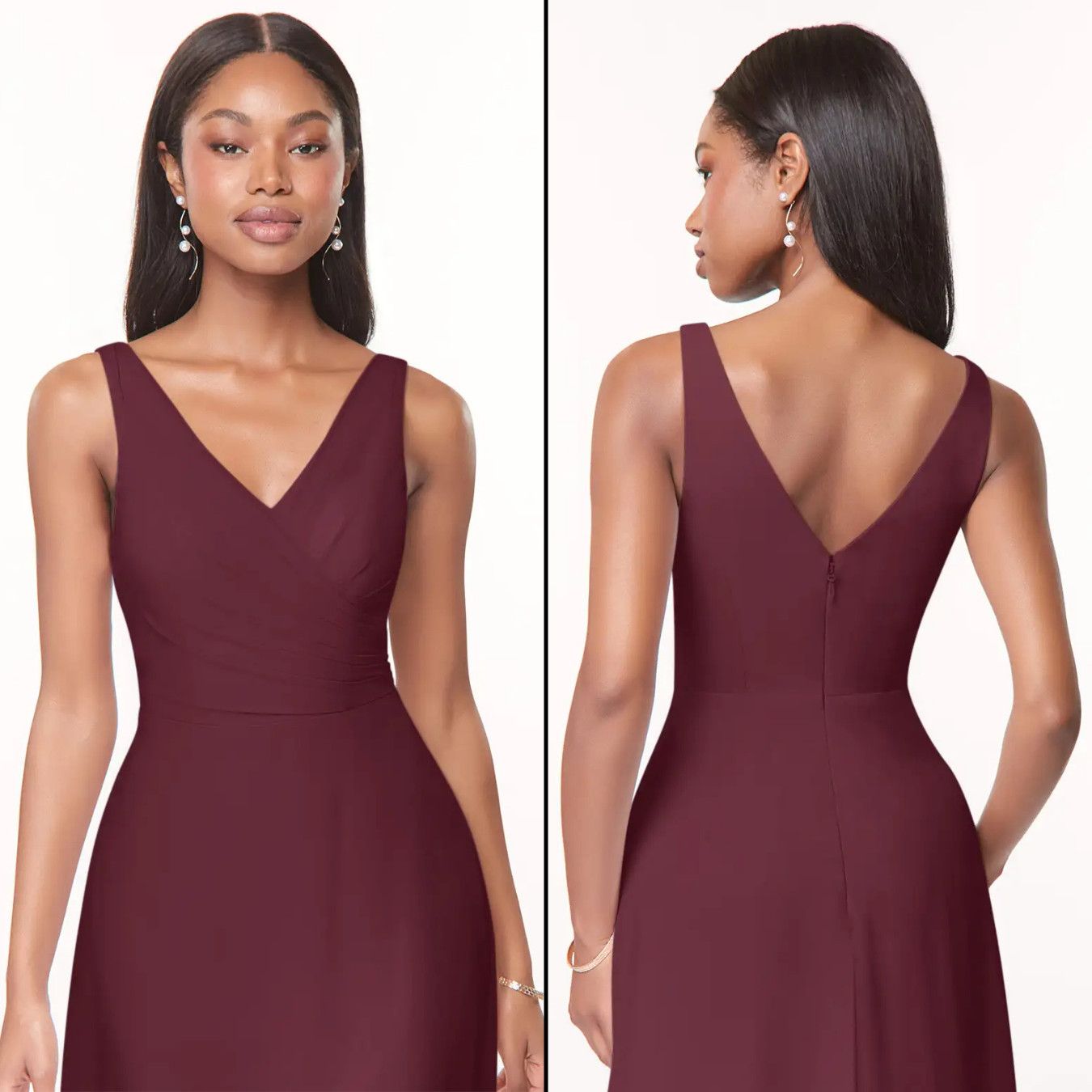 Designer NWT Azazie Nala Cabernet Bridesmaid Dress Cocktail Wedding Size L / US 10 / IT 46 - 3 Thumbnail