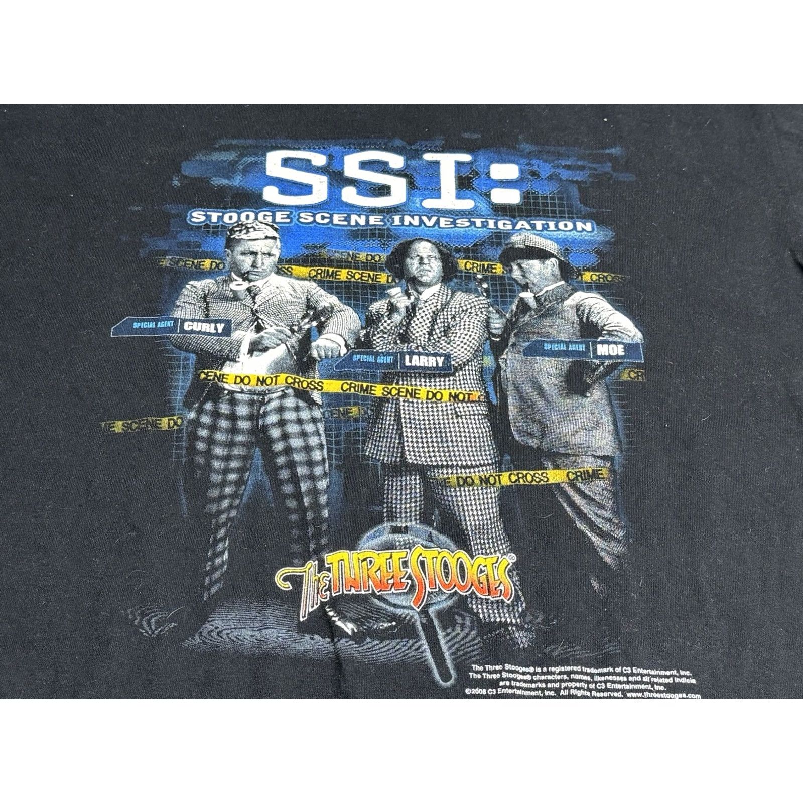 Gildan VINTAGE Three Stooges T-Shirt Mens Large Black Cotton Graphic Print Crew Neck Size US L / EU 52-54 / 3 - 3 Thumbnail