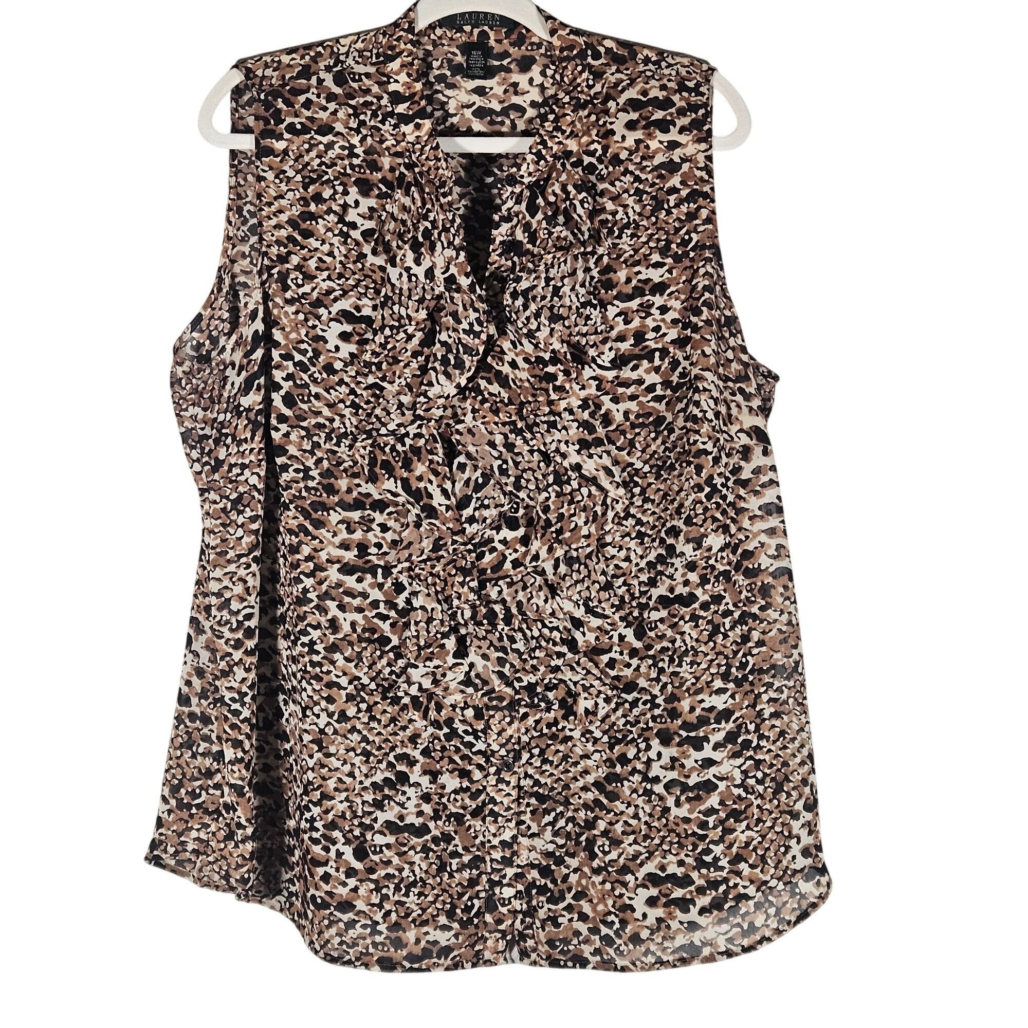 Lauren Ralph Lauren Lauren Ralph Lauren Womens Blouse 16W Animal Print Quiet Lux Size XXL / US 16-18 / IT 52-54 - 2 Thumbnail
