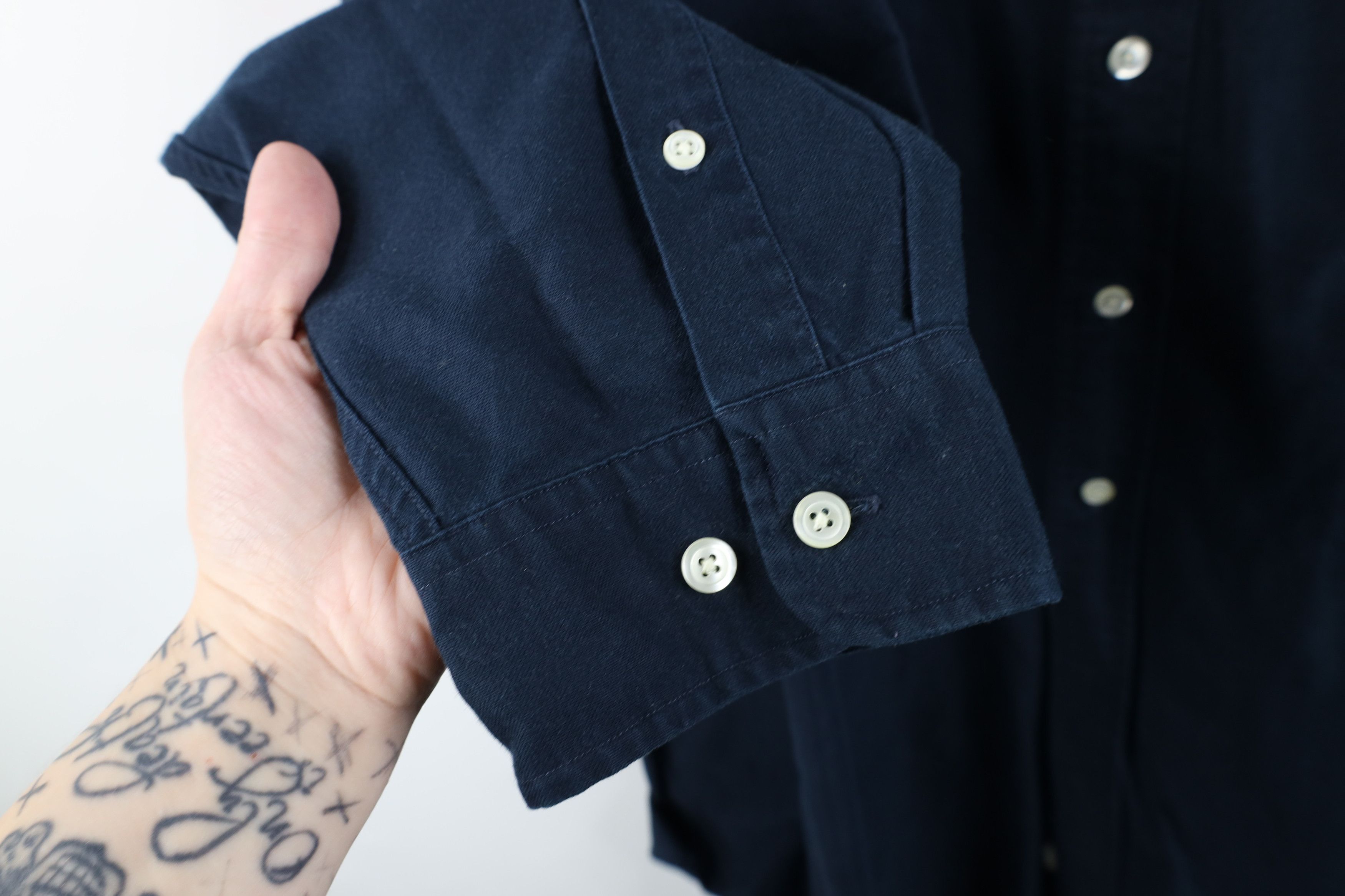 Vintage Vintage 90s Streetwear Collared Button Down Shirt Navy Blue Size US XXL / EU 58 / 5 - 8 Thumbnail