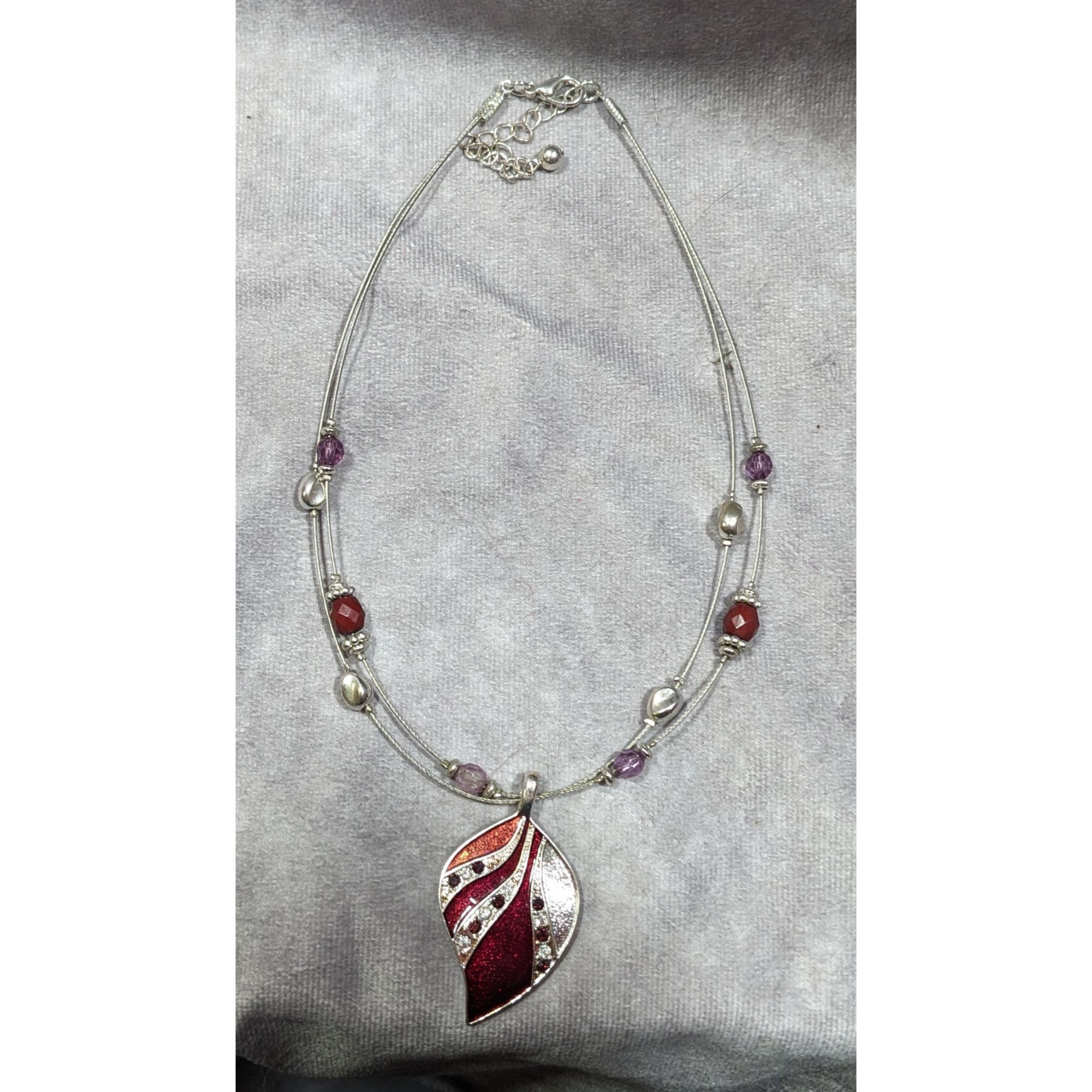 Kenneth Cole Kenneth Cole Fantasy Glam Red And Silver Tone Leaf Pendant F Size ONE SIZE - 6 Thumbnail