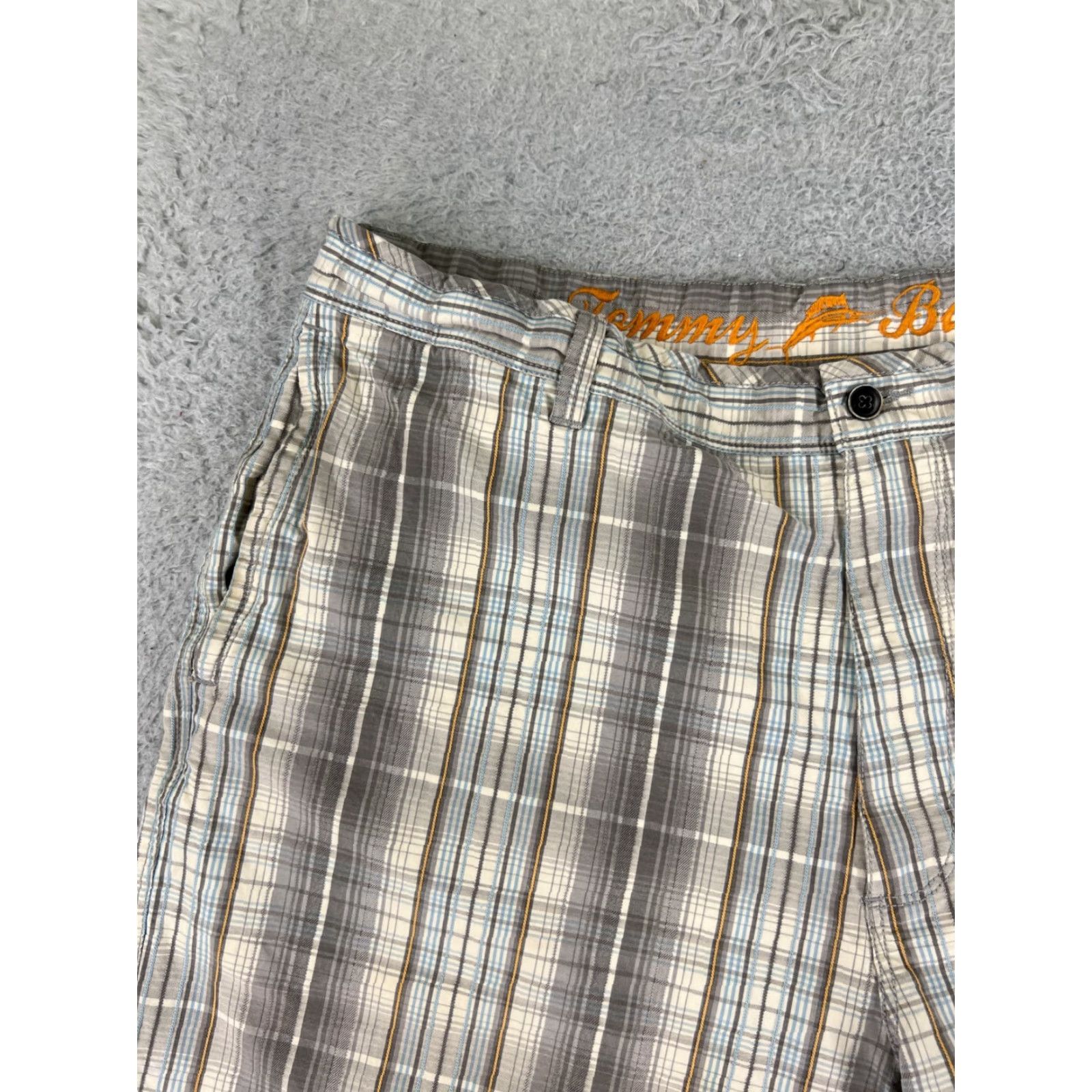 Tommy Bahama Tommy Bahama Shorts Men 38 Beige Blue Plaid Silk Cotton Blend Golf Vacation READ Size US 38 / EU 54 - 5 Thumbnail