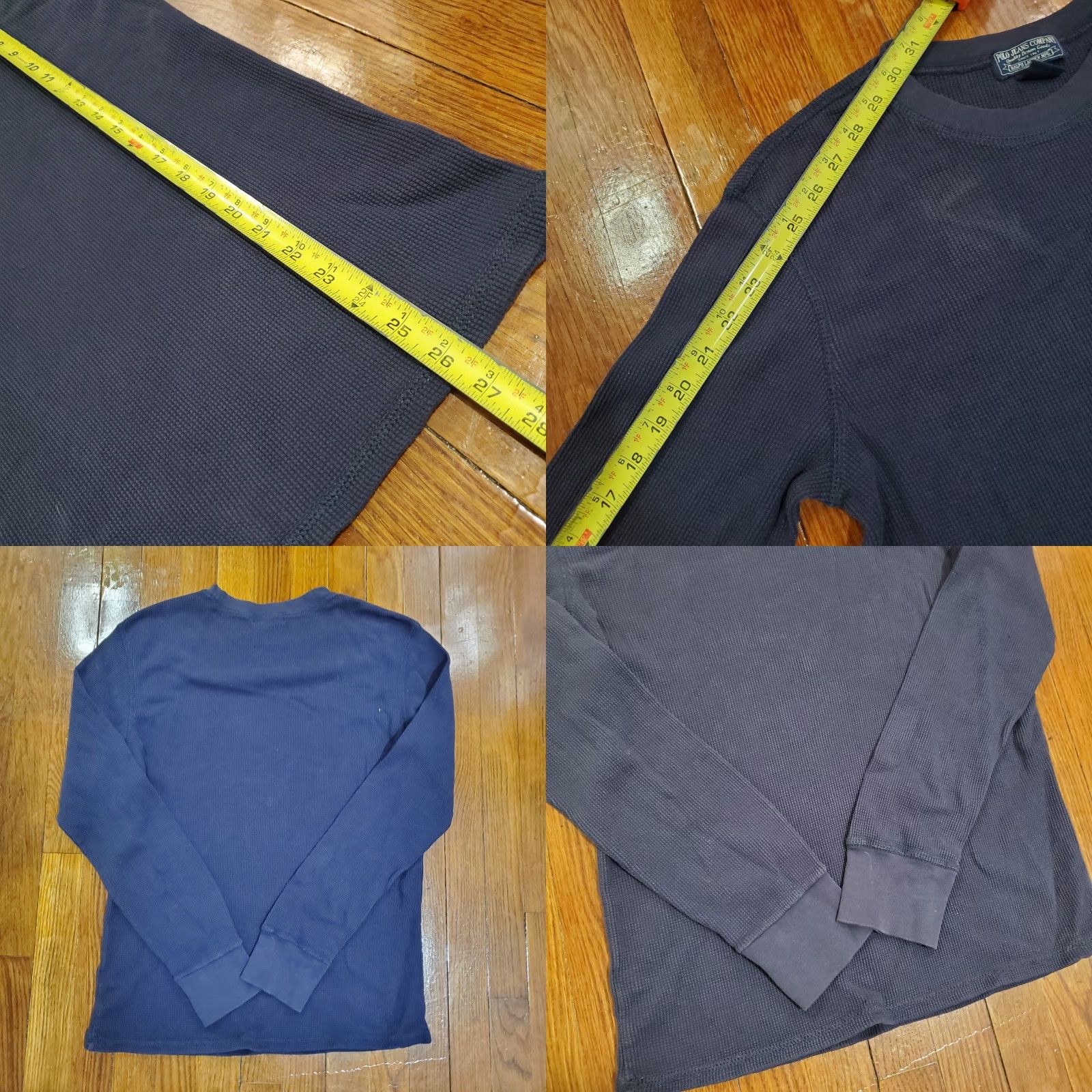Polo Ralph Lauren VINTAGE Polo Jeans Co Shirt Men Large Blue Waffle Thermal Ralph Lauren 90s Logo Embroidered Cotton Blend T-Shirt Size US L / EU 52-54 / 3 - 8 Thumbnail