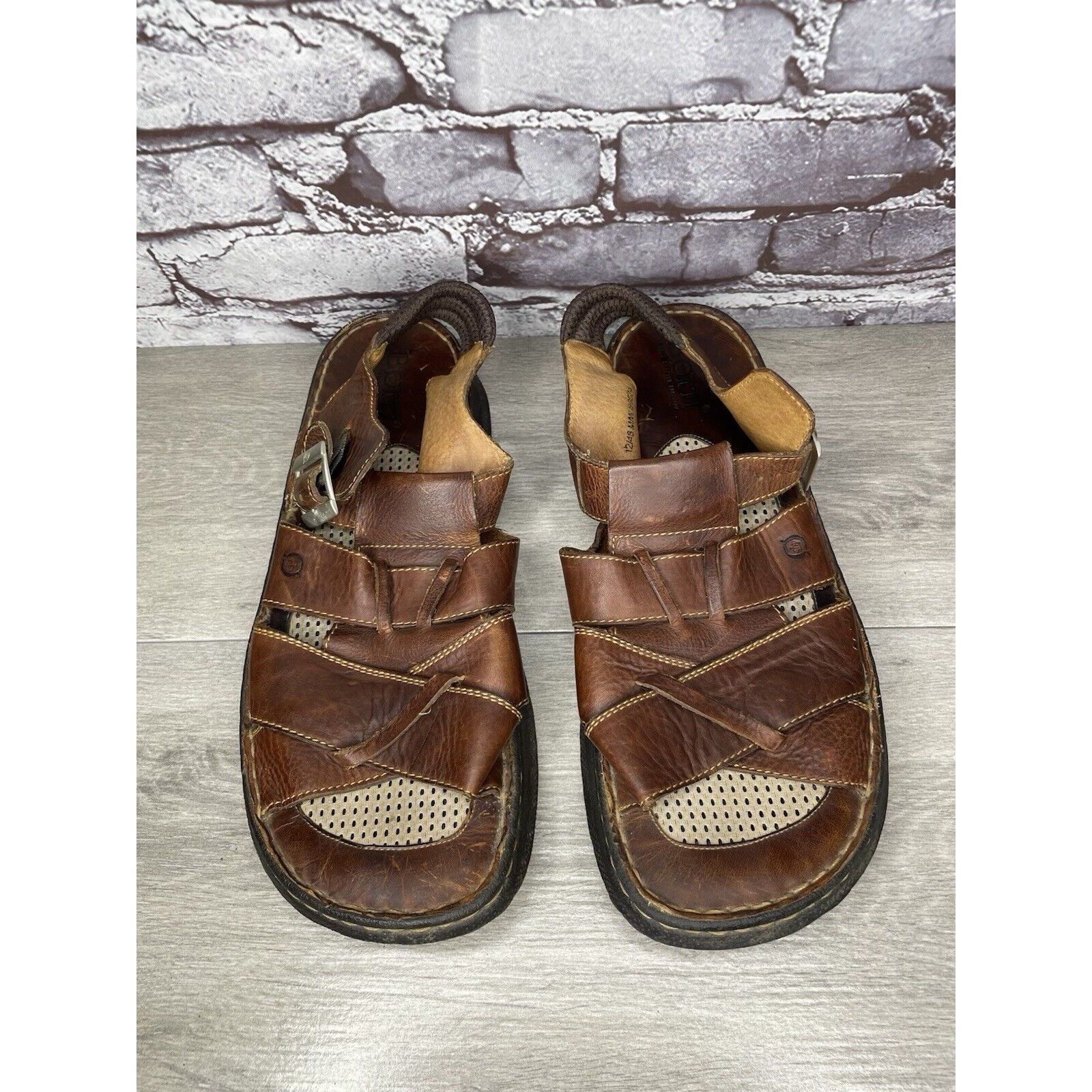 Born Born Brown Leather Fisherman Comfort Strap Casual Sandals Me Size US 12 / EU 45 - 1 Thumbnail