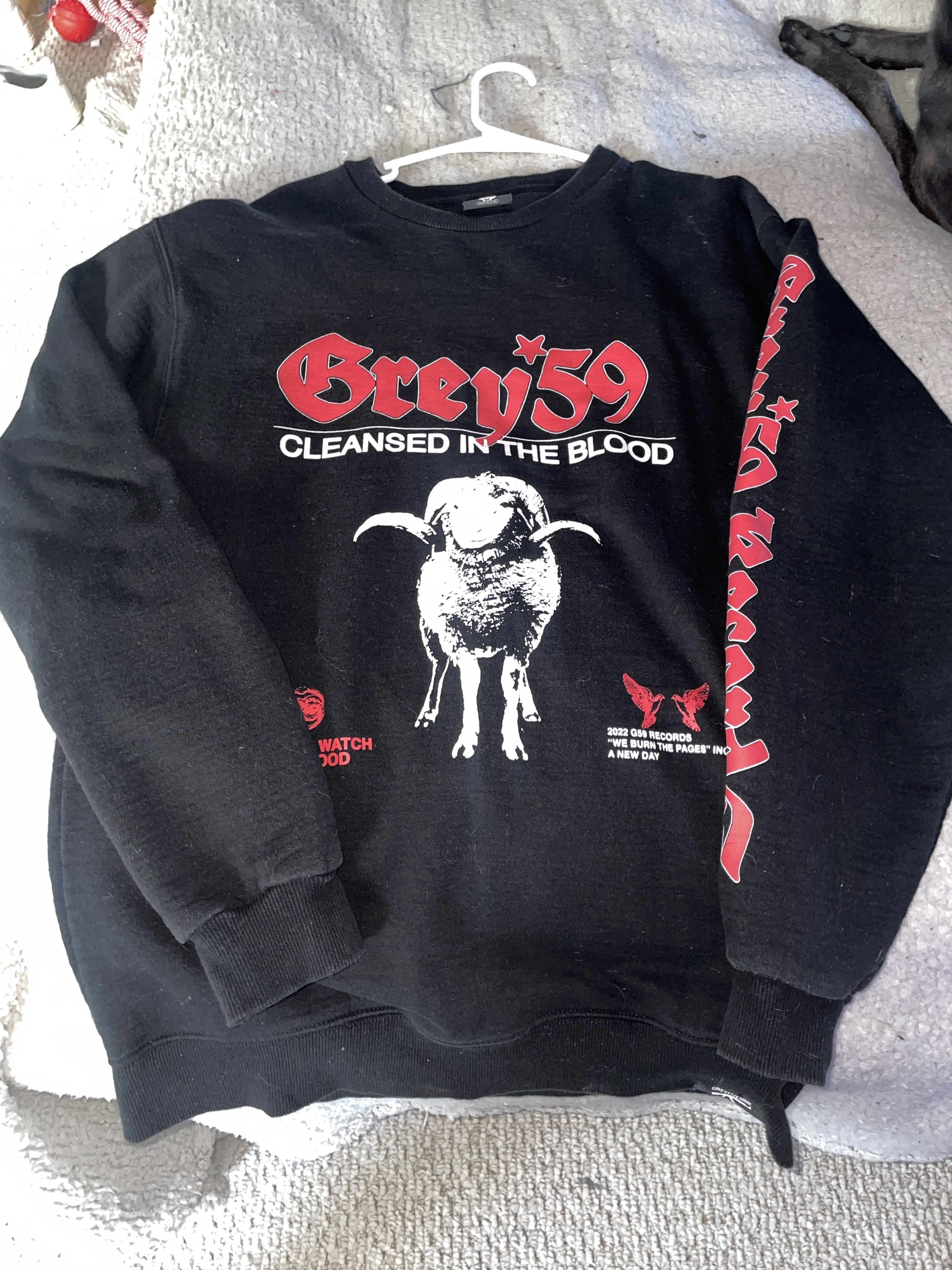 image of Fuck The Population x G59 Records $Uicideboy$ G59 Cleansed In The Blood Crewneck in Black (Size Med