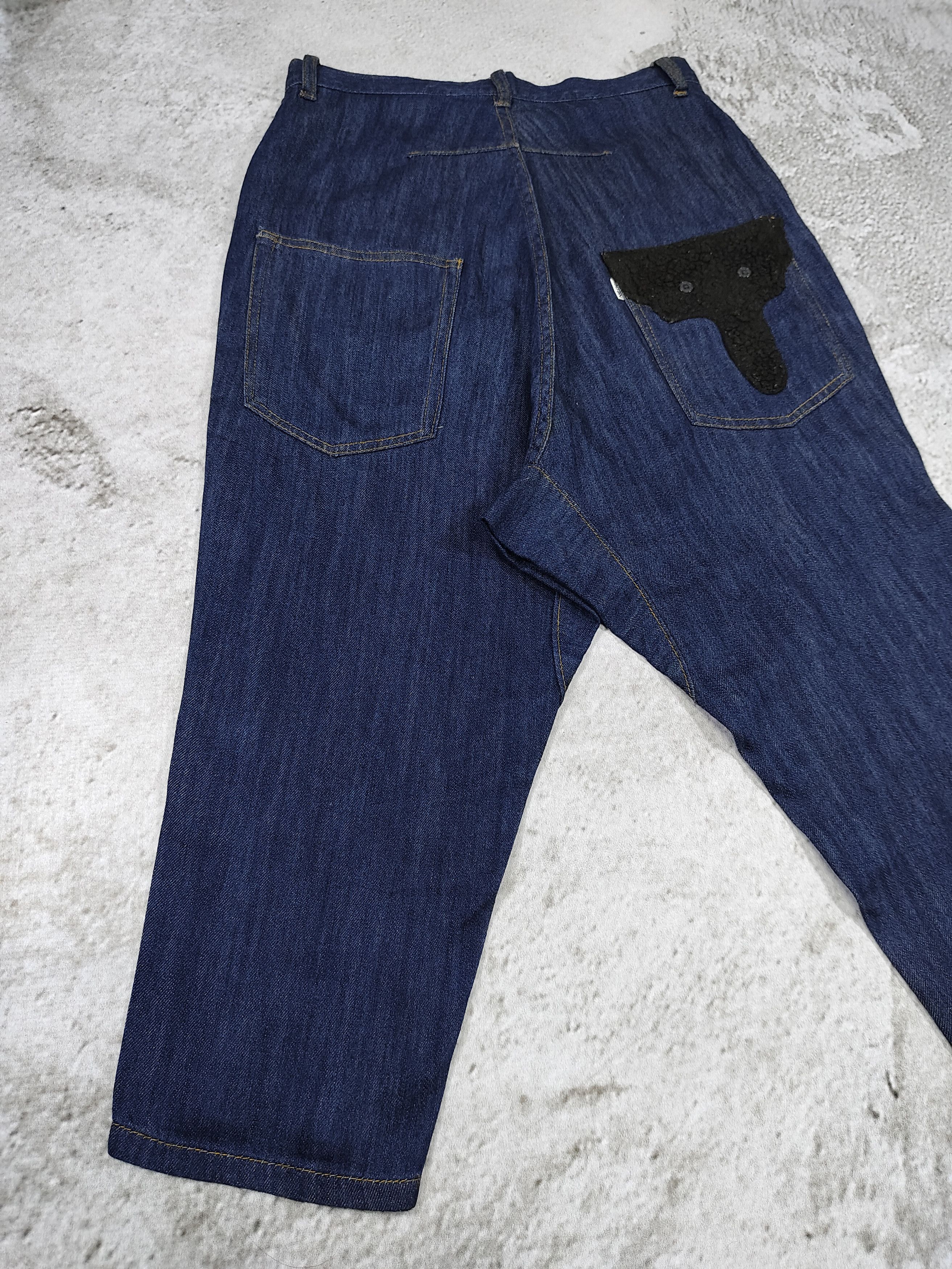 Ne-Net 00s Ne-net- Elephant Pacth Drop Crotch Cropped Denim Pants Size 29" - 5 Thumbnail