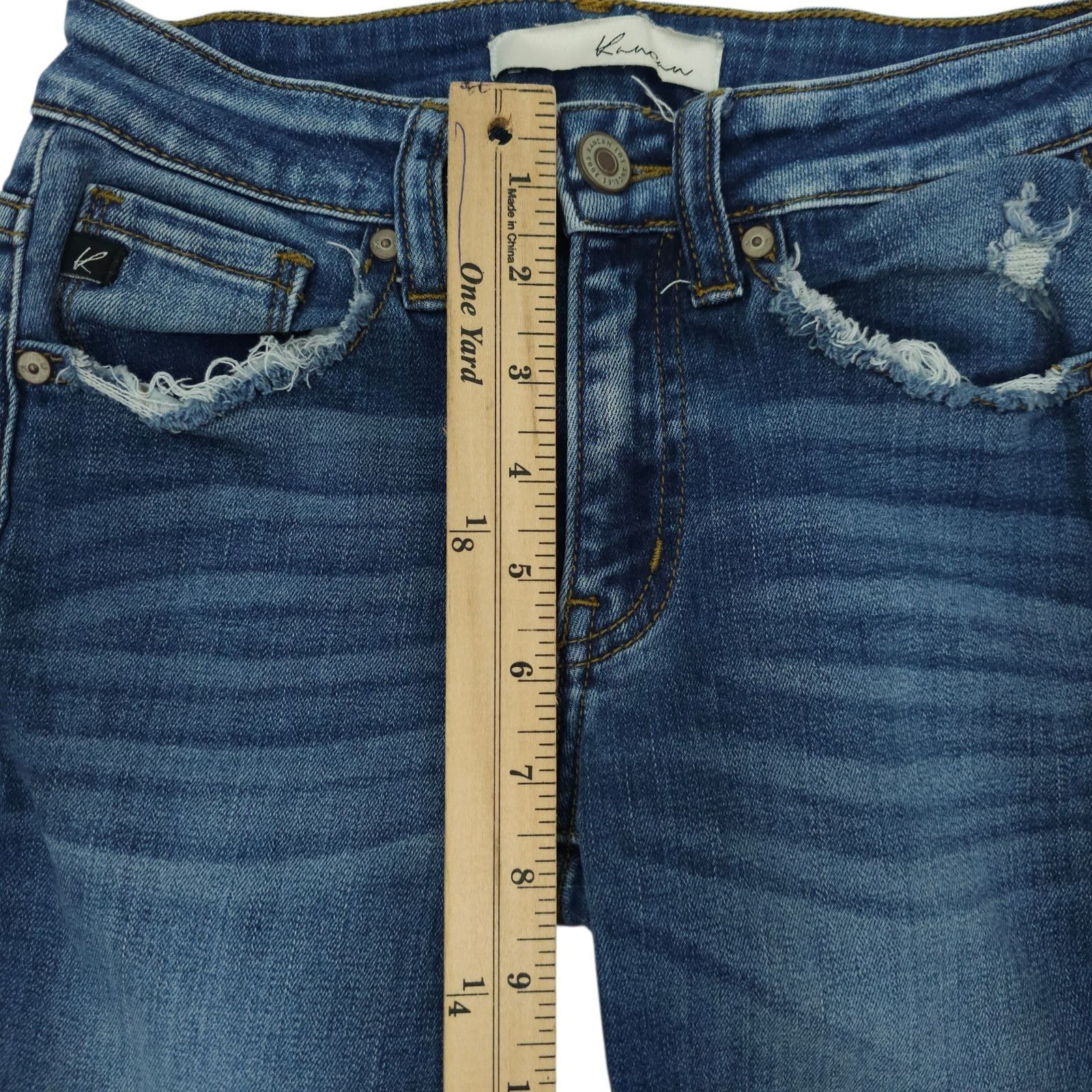Kancan USA KanCan Gemma Skinny Jean 0/23 Mid Rise Distressed Raw Hem Size 22" - 4 Thumbnail