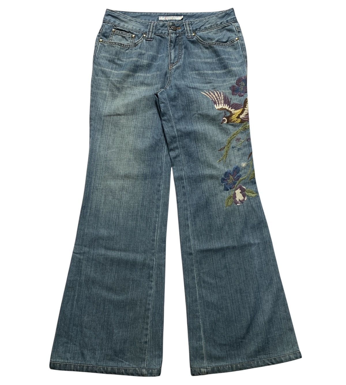 Karakuri Tamashii Bucolique Karakuri Tamashii Phoenix Embroidery Flared Jeans Size US 29 - 1 Thumbnail