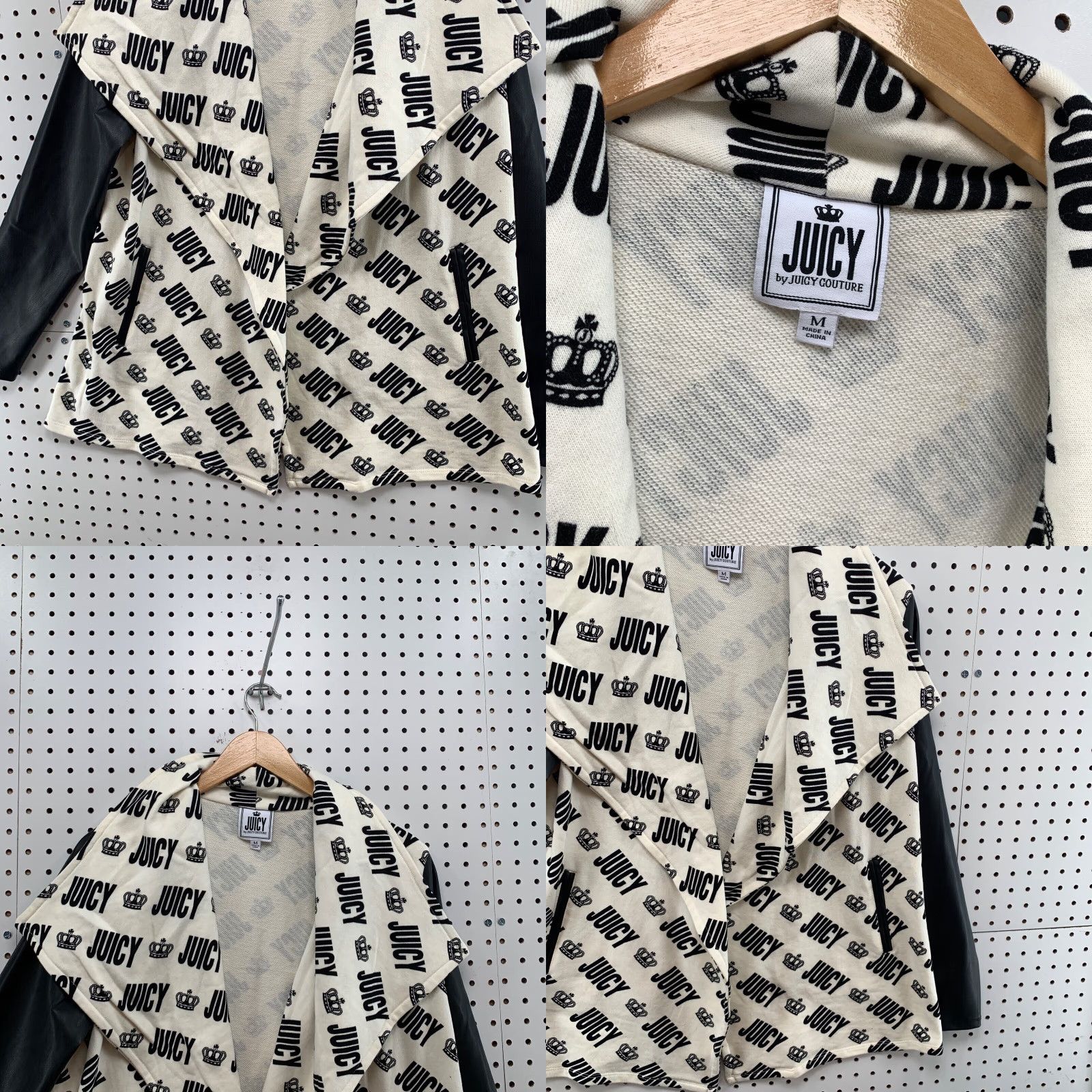 Juicy Couture Juicy Couture Blazer Jacket Womens M All Over Print Long Sleeves AOP Spellout Black Size M / US 6-8 / IT 42-44 - 8 Thumbnail