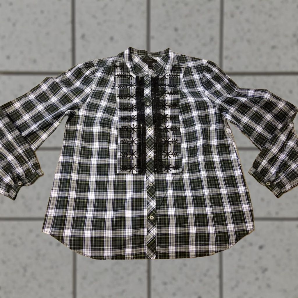 J.Crew Womens J. Crew Dress Shirt Blouse 8 Cotton Green Plaid Tartan Button Shirt Womens Size M / US 6-8 / IT 42-44 - 1 Thumbnail