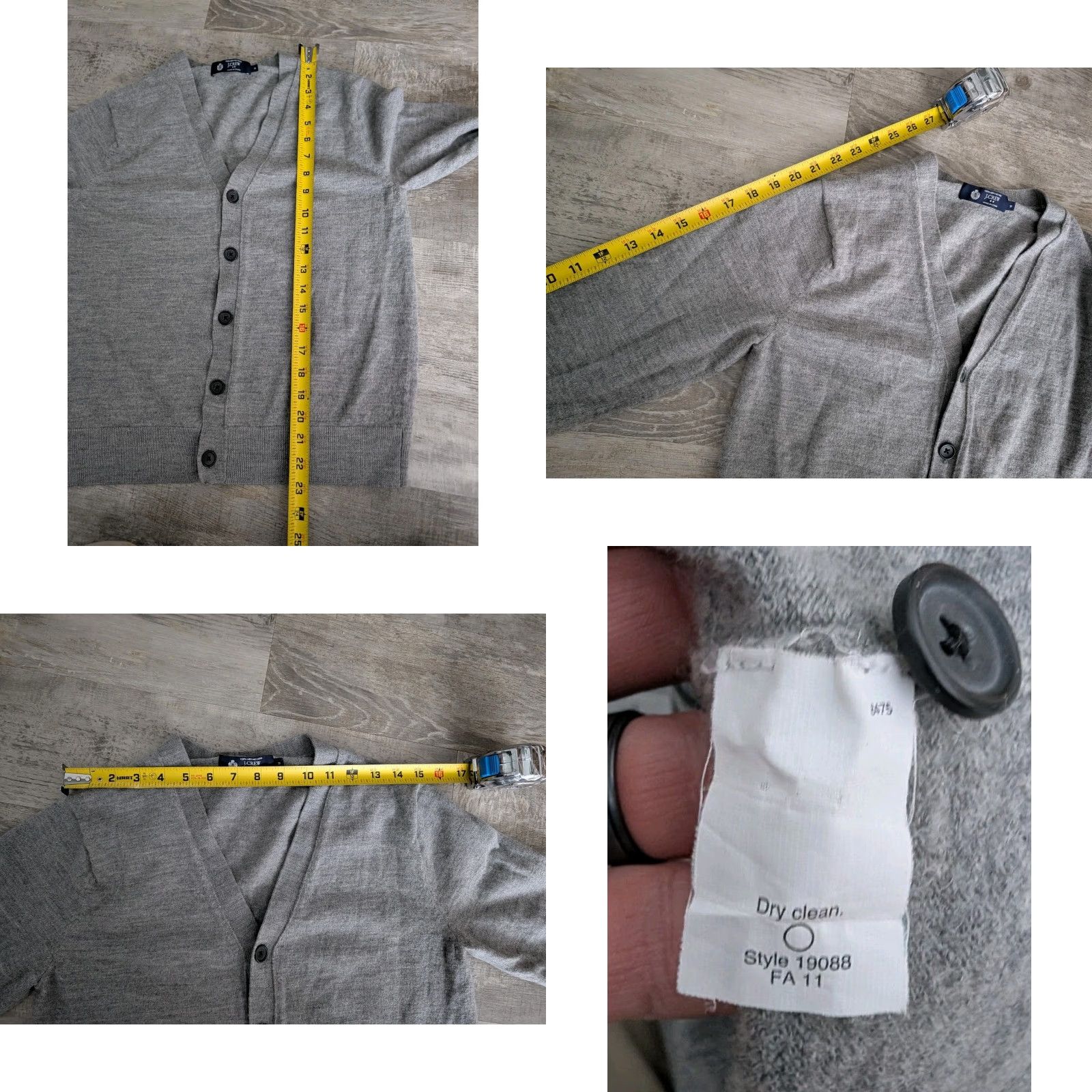 J.Crew J.CREW Cardigan Sweater Merino Wool Heritage Gray Medium Women Knit V-Neck Button Pockets All Seasons Lightweight Casual Formal 100% Merino Wool Size M / US 6-8 / IT 42-44 - 8 Thumbnail