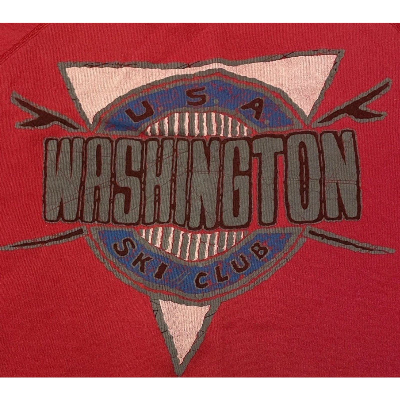 Vintage VINTAGE Washington Ski Club Faded Sweatshirt Hoodie S Red 90s Grunge USA Men Size US S / EU 44-46 / 1 - 2 Thumbnail