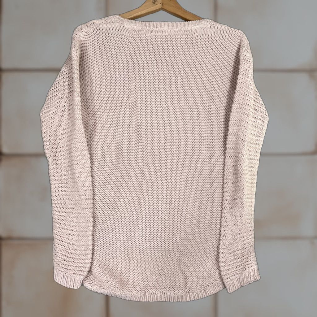 Vintage VINTAGE RuffHewn Sweater Womens Medium Pink Cable Knit Henley High Low Pullover Cozy Size M / US 6-8 / IT 42-44 - 1 Thumbnail