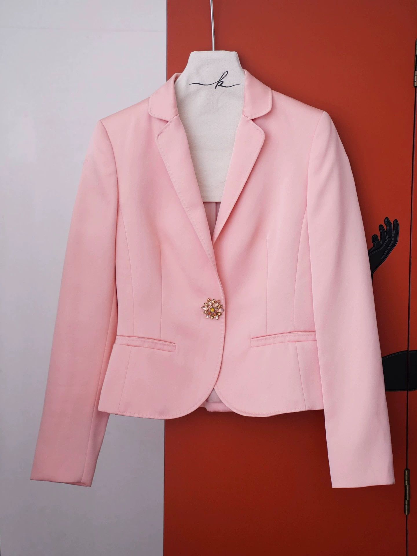Escada Escada Peach Pink Gem Button Blazer S/M Size XXS / US 00 / IT 34 - 3 Thumbnail