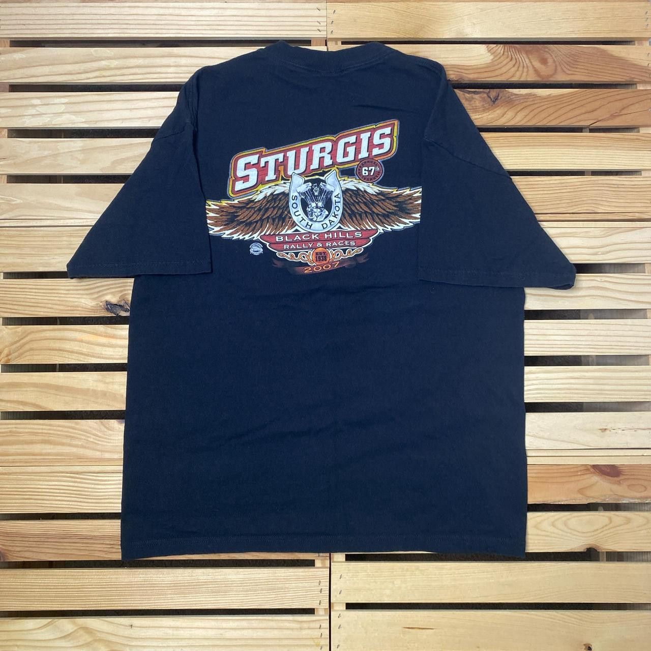 Delta Vintage Sturgis Motorcycle Rally Black Biker Tee Size Large Size US L / EU 52-54 / 3 - 2 Thumbnail