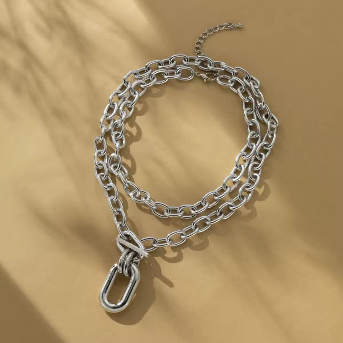 Jewelry Metal Thick Chains Big Elliptical Necklace Size ONE SIZE - 3 Thumbnail