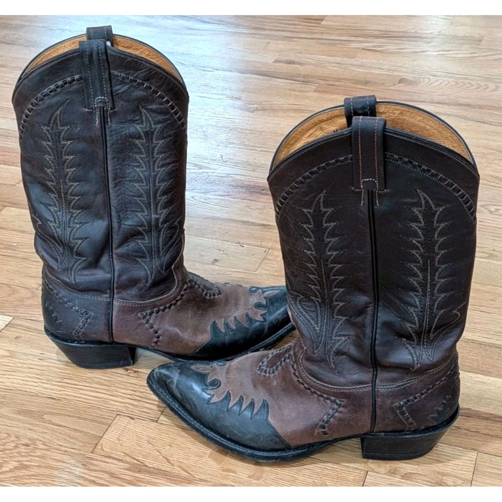 VINTAGE Tony Lama Gaucho Crazy Horse Leather Boots Western 