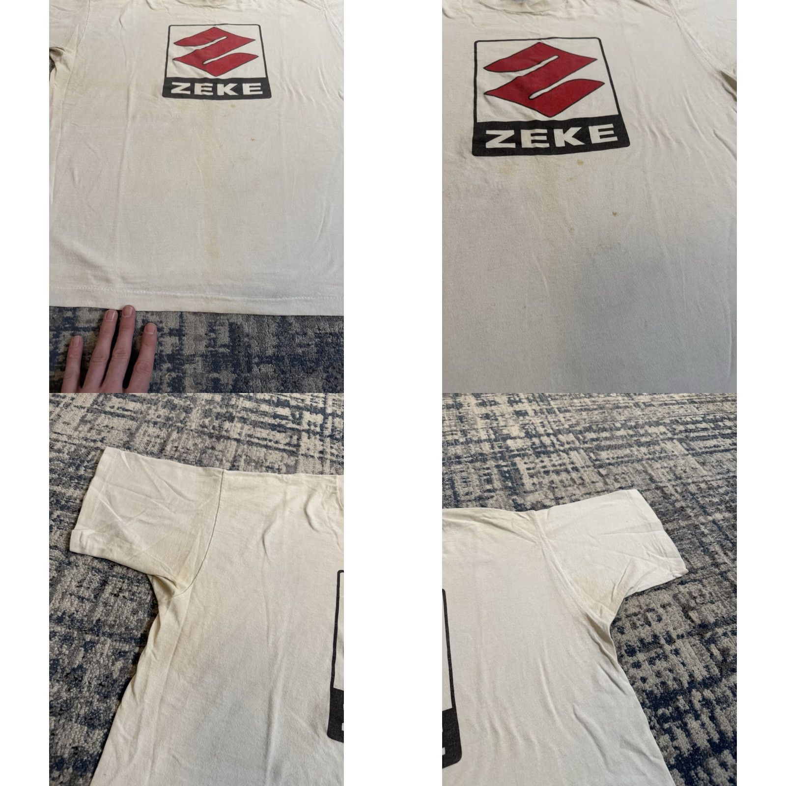 Fruit Of The Loom VINTAGE Zeke Suzuki T Shirt XL White 1996 Flat Tracker Hardcore Turbonegro Dwarves 90s Band Music Punk Rock Seattle Mens Size US XL / EU 56 / 4 - 8 Thumbnail