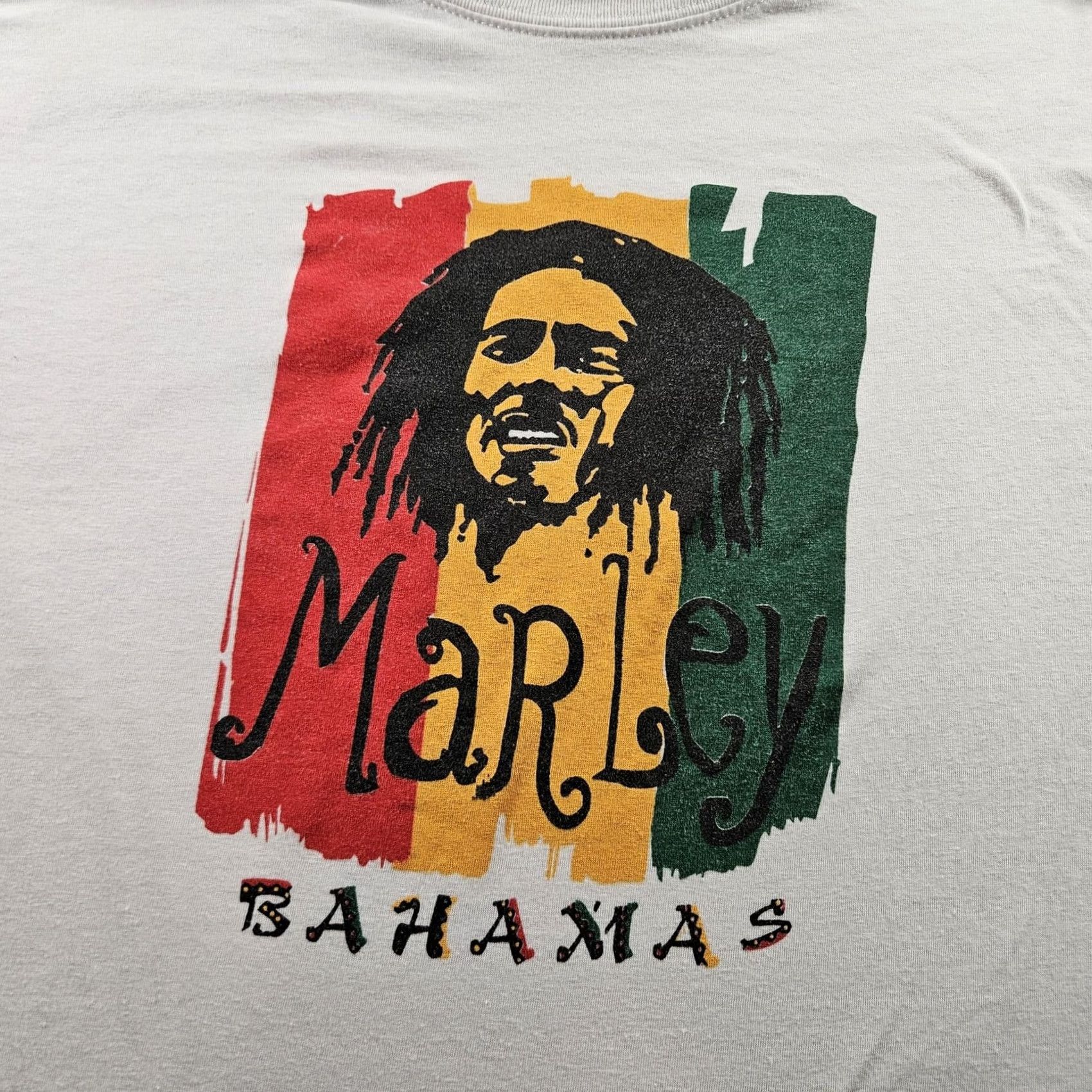 Vintage Bob Marley Bahamas Shirt Mens Large White Short Sleeve Graphic Print T-Shirt Reggae Rasta Crew Neck Cotton Polyester Size US L / EU 52-54 / 3 - 2 Thumbnail