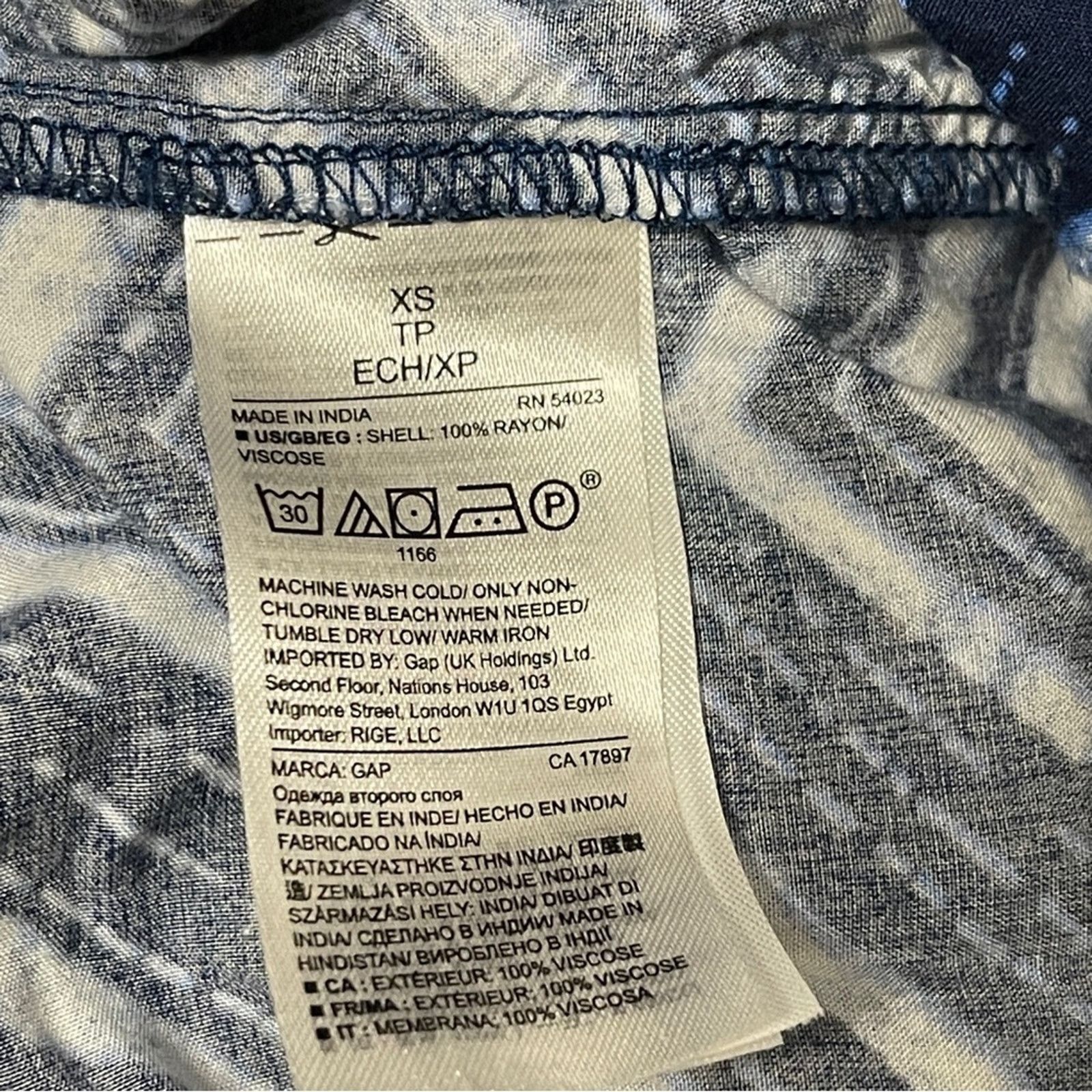 Gap GAP Tie-Waist Culotte Patterned Jumpsuit Blue White Size XS Size 26" / US 2 / IT 38 - 5 Thumbnail