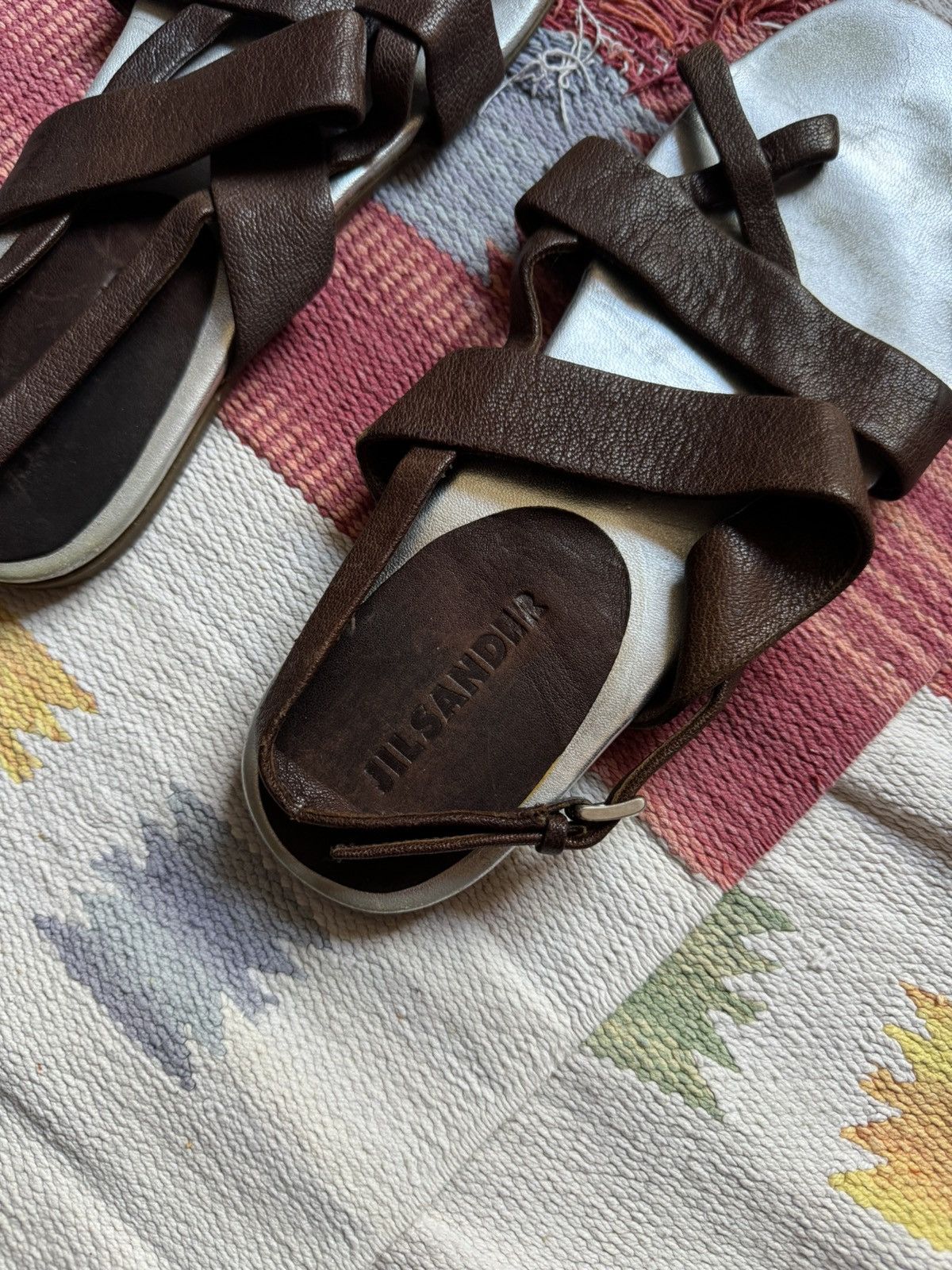 Genuine Leather Vintage 00’s Jil Sander Italian Brown Leather Sandals Size US 10 / IT 40 - 4 Thumbnail