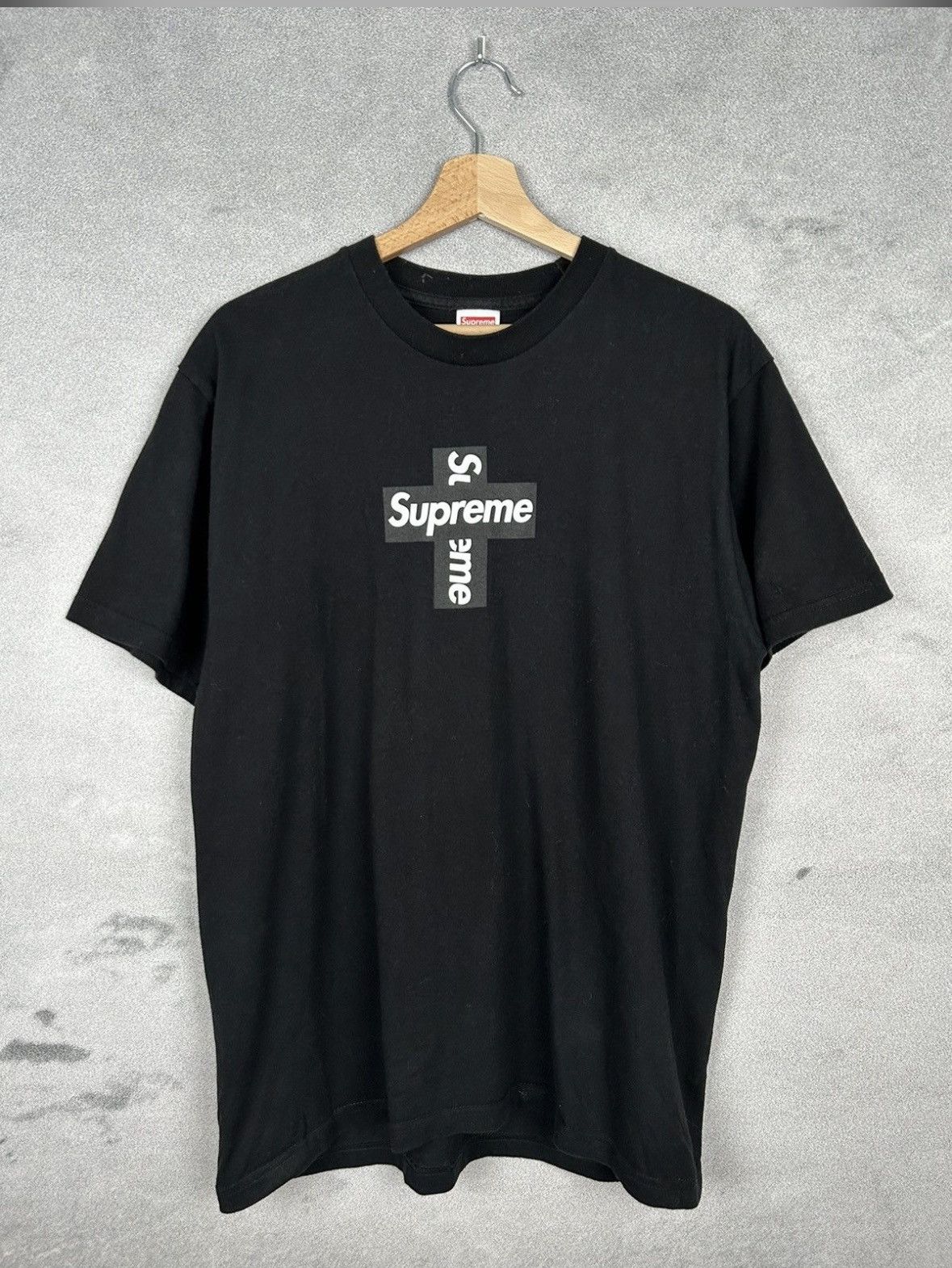 Supreme Supreme Cross Box Logo Tee Black M | Grailed