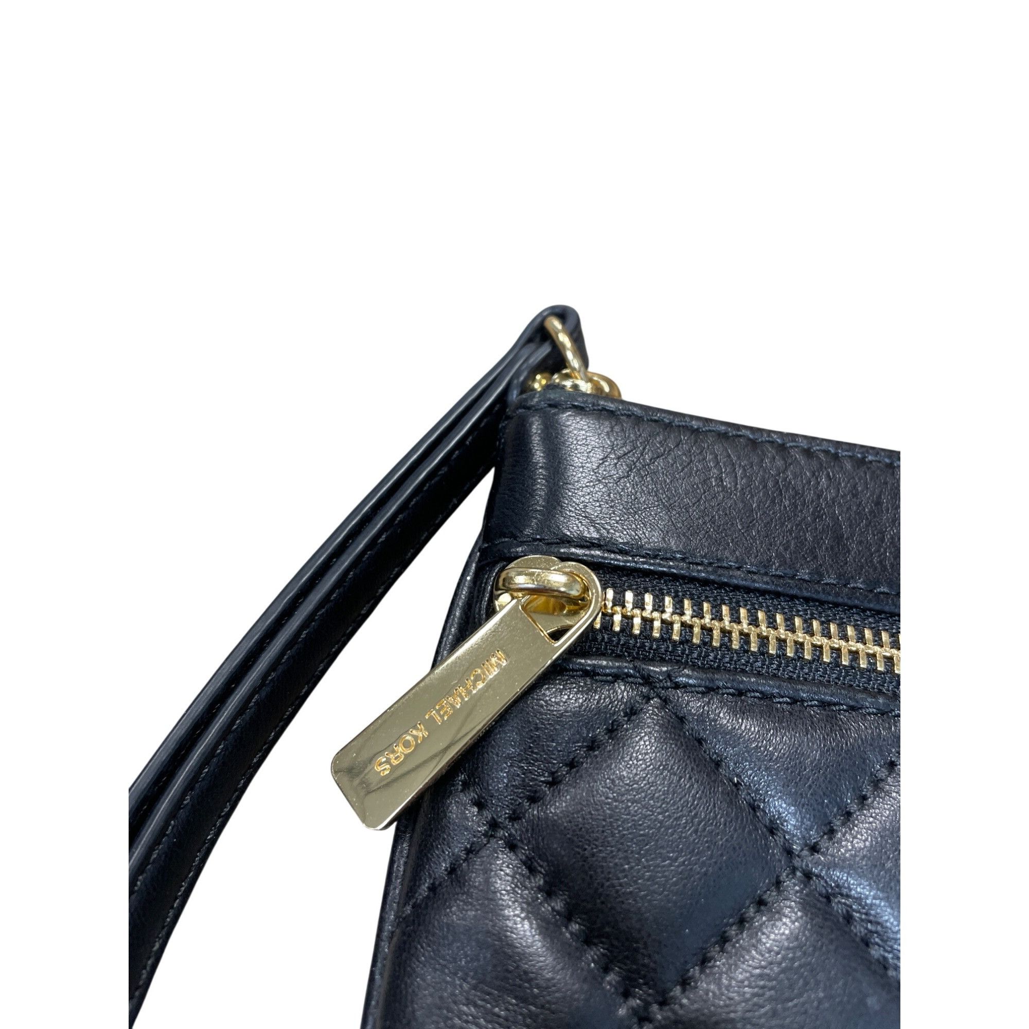 Michael Kors Michael Kors womans Black Quilted Leather Wristlet Clutch Ha Size ONE SIZE - 2 Thumbnail