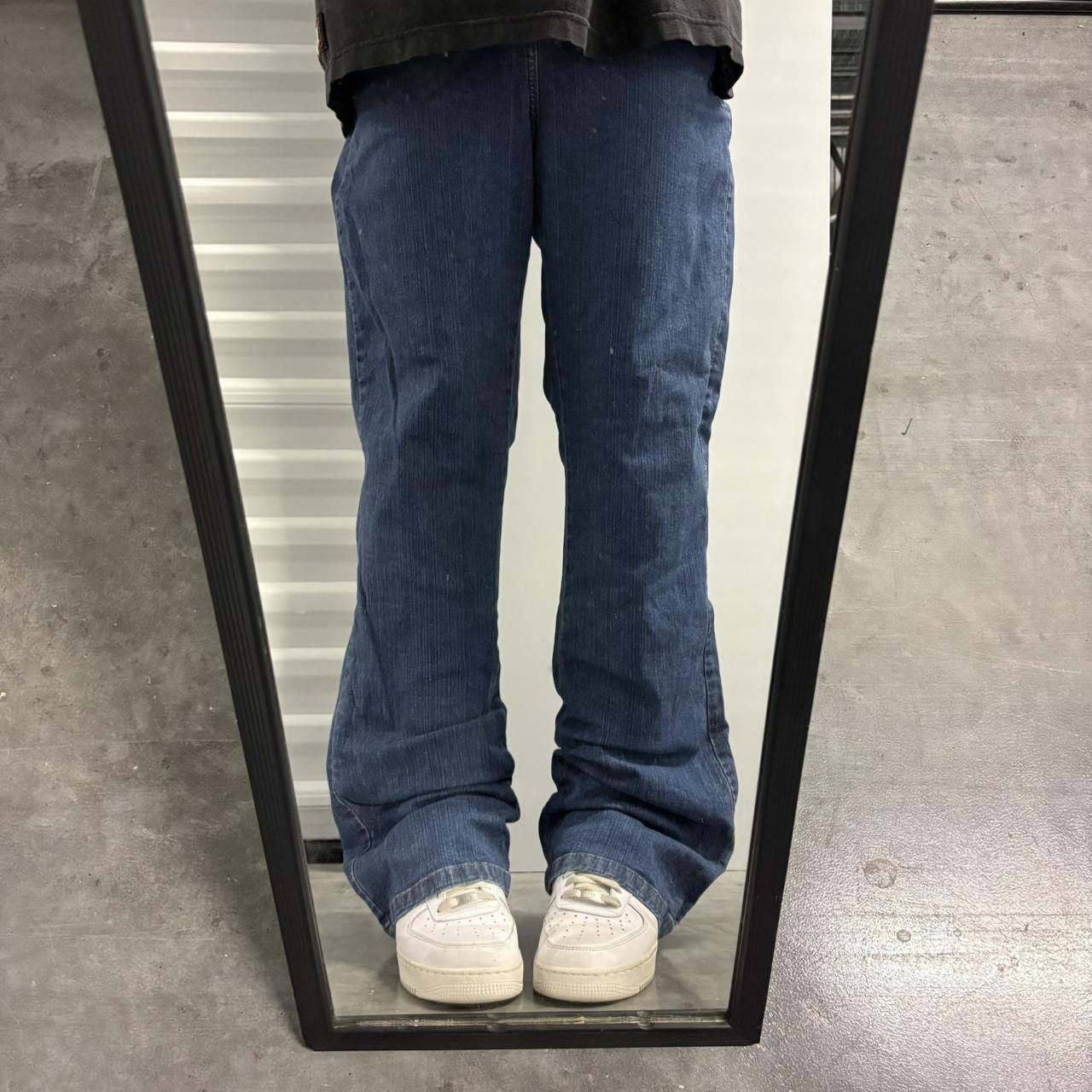 Japanese Brand × Vintage Crazy Vintage Y2K/2000s Wideleg Bootcut Medium Wash Denim Jeans! Size US 33 - 1 Thumbnail