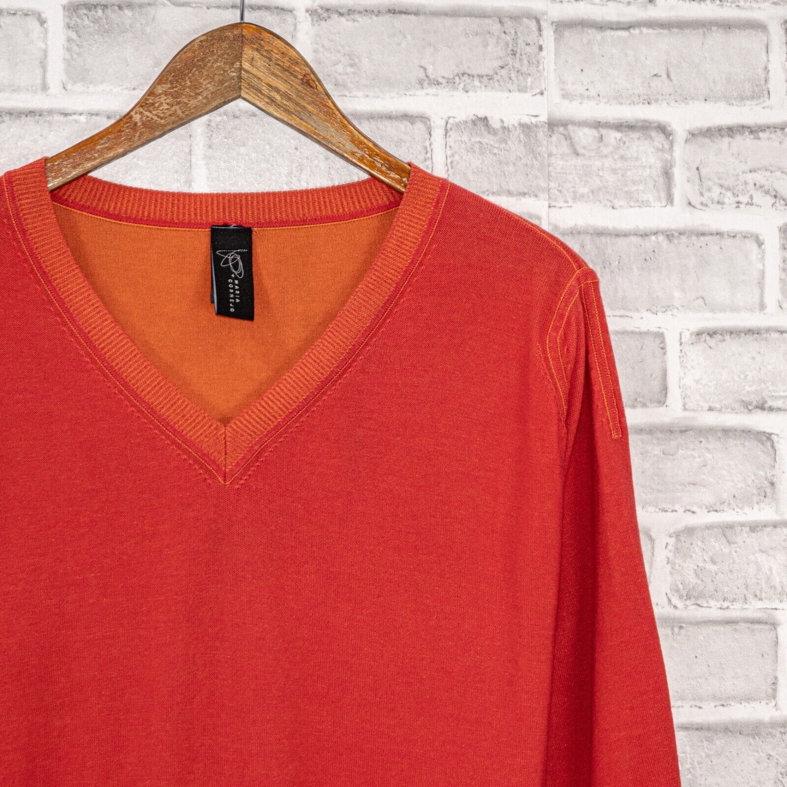 Zero + Maria Cornejo MARIA CORNEJO Men's Vneck Pullover Sweater in Red Cotton Size US L / EU 52-54 / 3 - 5 Thumbnail