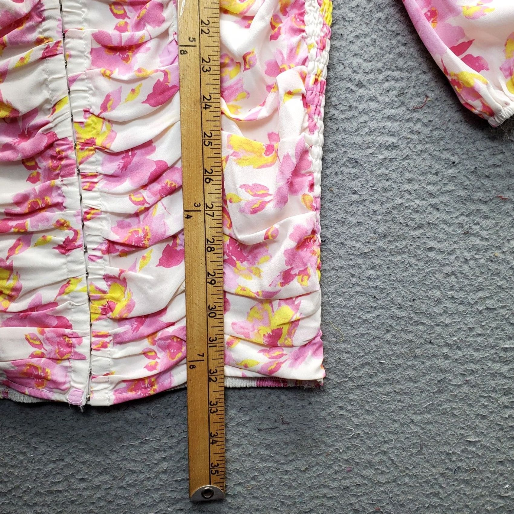 Vintage Privy Mini Dress Womens M Multi Floral Ruched Long Sleeve Back Hook & Eye Size M / US 6-8 / IT 42-44 - 4 Thumbnail