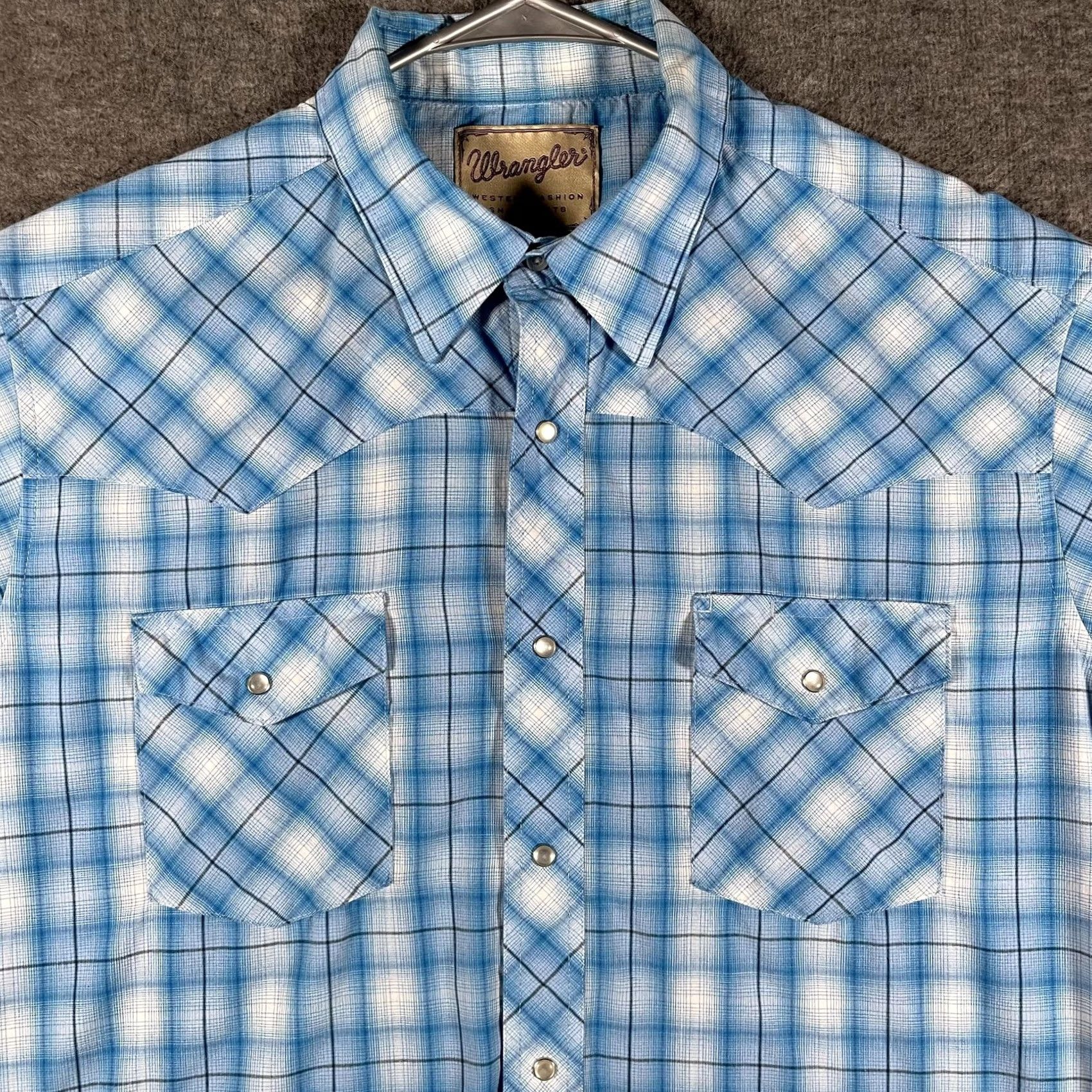 Wrangler Wrangler Shirt Mens M Blue Plaid Western Pearl Snap Short Sleeve Cowboys Casual Western Shirt Mens Medium Blue Plaid Size US M / EU 48-50 / 2 - 2 Thumbnail