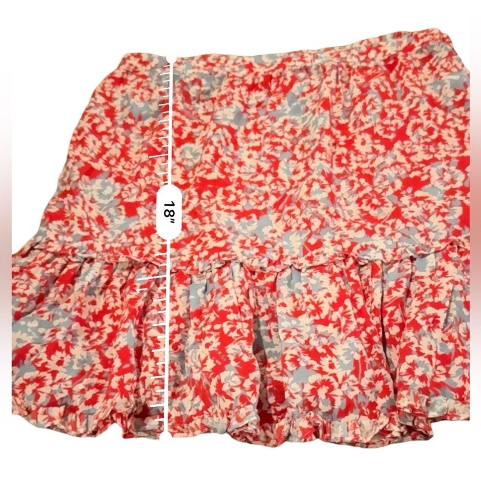 Other Paloma Blue Alexa 100% Silk Floral Tiered Mini Skirt Size 29" - 7 Thumbnail