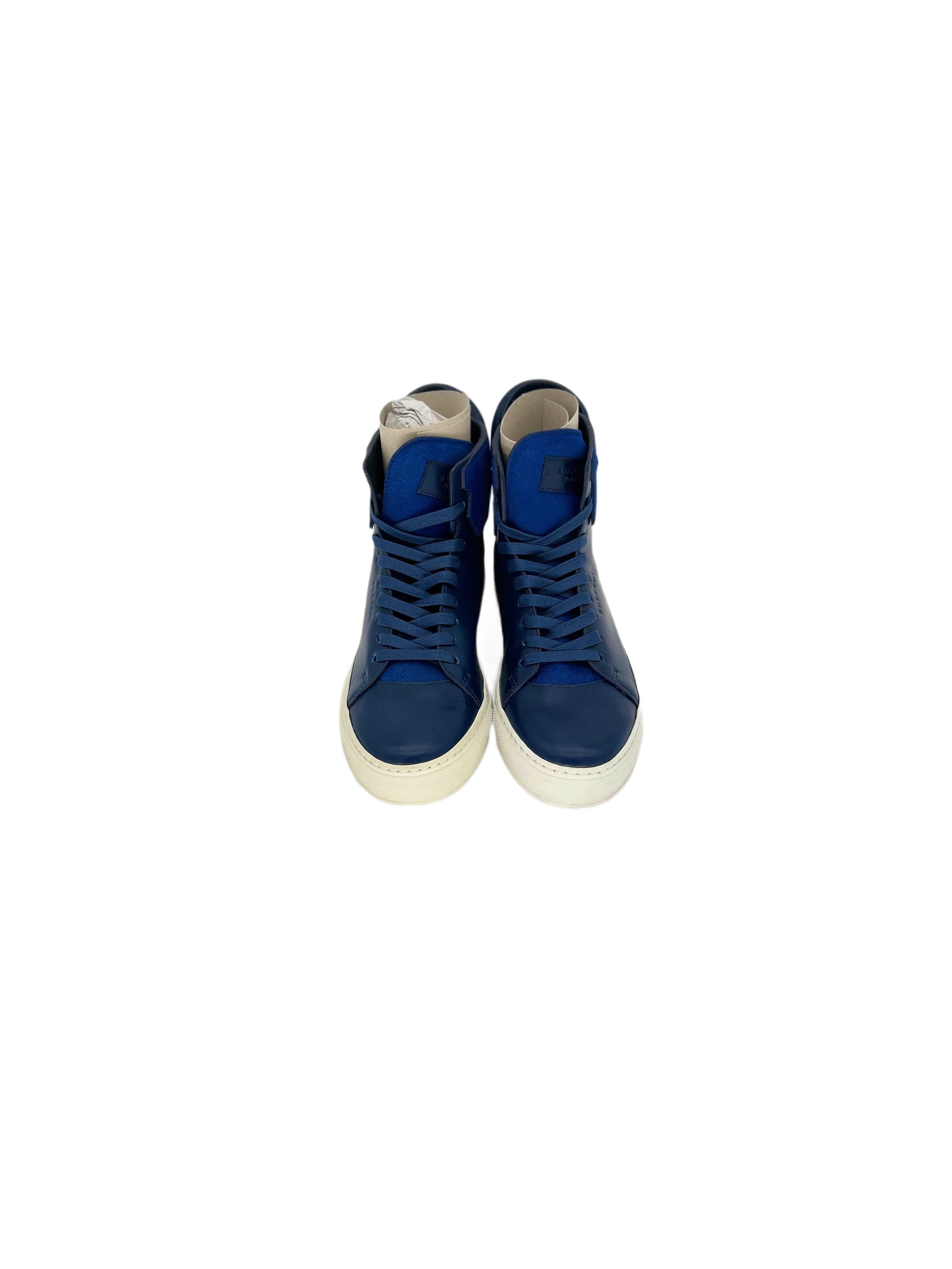 Buscemi Blue Calf Hair 125mm High Top Trainers Size US 7 / EU 40 - 3 Thumbnail