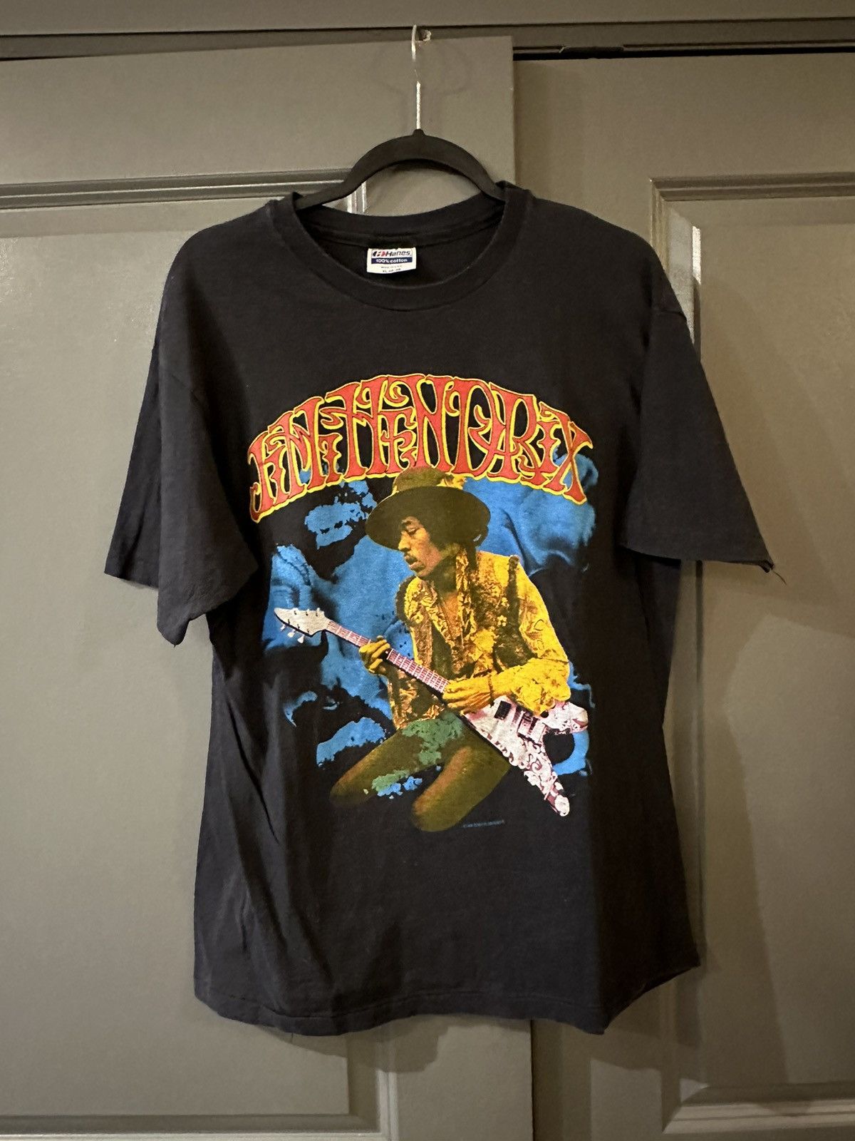 image of Band Tees x Grail Vintage Black 1989 Jimi Hendrix Promo Grail Tour Shirt, Men's (Size XL)