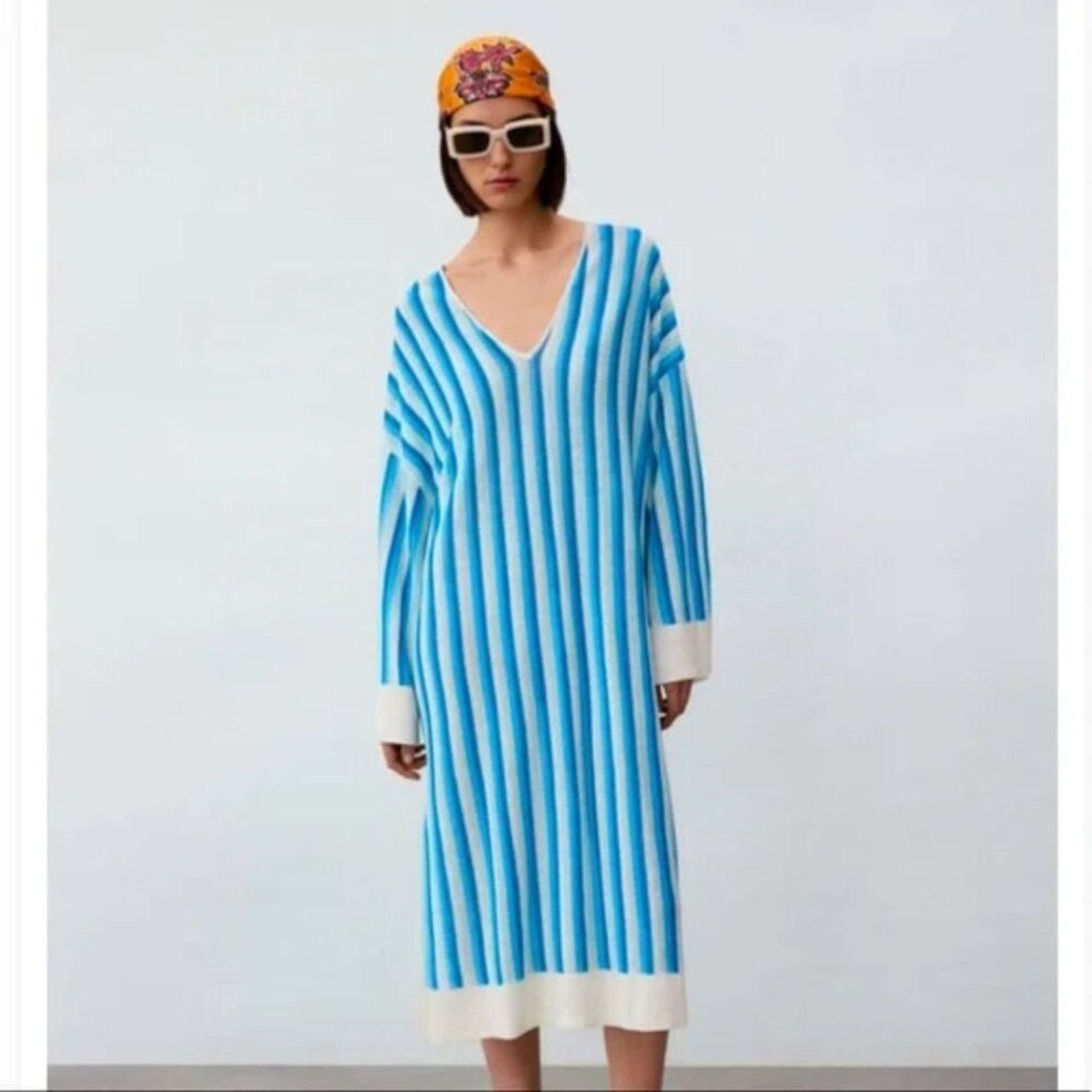 Zara Zara Velvet Green Blue Crochet Maxi Dress | Grailed