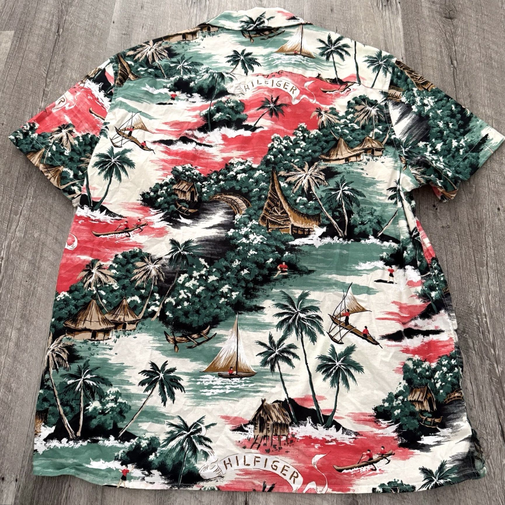 Tommy Hilfiger Tommy Hilfiger Hawaiian Shirt Mens XL Custom Fit Tropical South Pacific Multicolor Floral Button-Up Short Sleeve Casual Beach Size US XL / EU 56 / 4 - 5 Thumbnail
