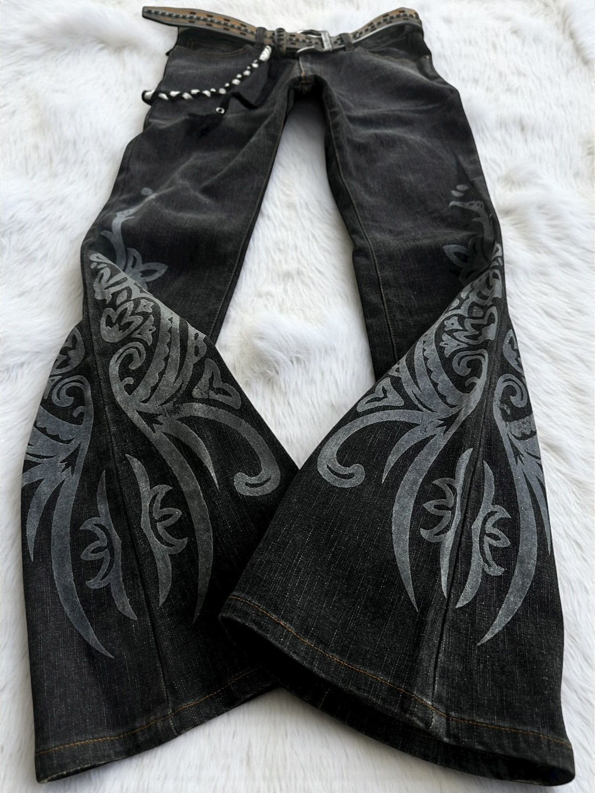 If Six Was Nine 💥rare💥 japanese brand ESTACOT tribal flared jeans Size US 30 / EU 46 - 2 Thumbnail