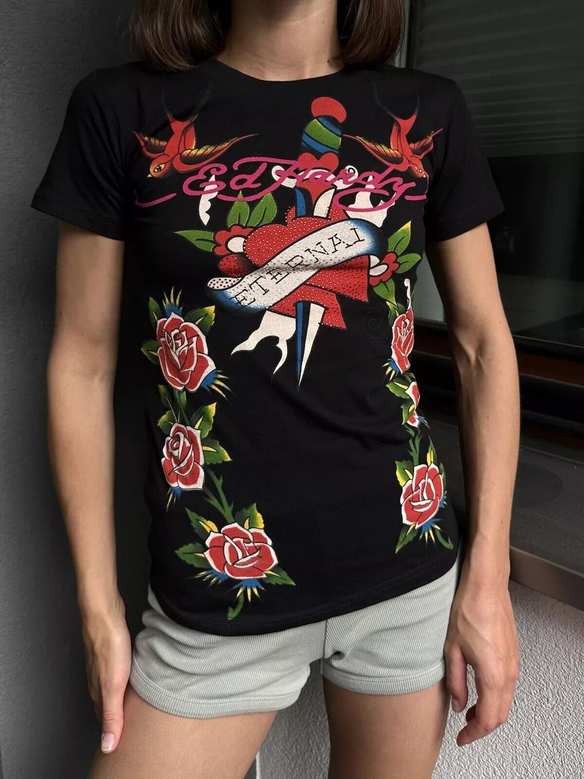 Ed Hardy Ed Hardy Eternal Heart Womens T-shirt Top Black Size S Size S / US 4 / IT 40 - 1 Thumbnail
