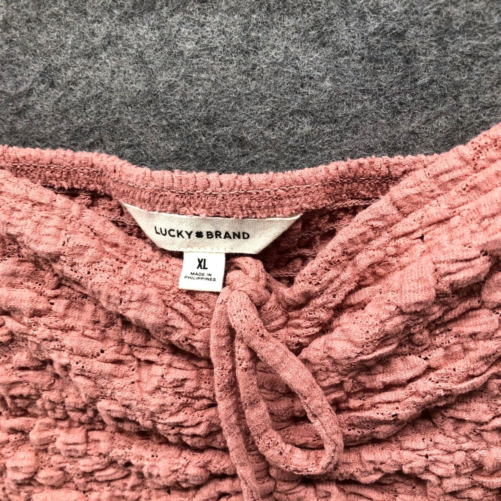 Lucky Brand Lucky Brand Tank Pink XL Womens Smocked Flutter Sleeve Crinkle Top Sleeveless Cotton Blend Beach Boho Summer Shirt Women XL Size XL / US 12-14 / IT 48-50 - 5 Thumbnail