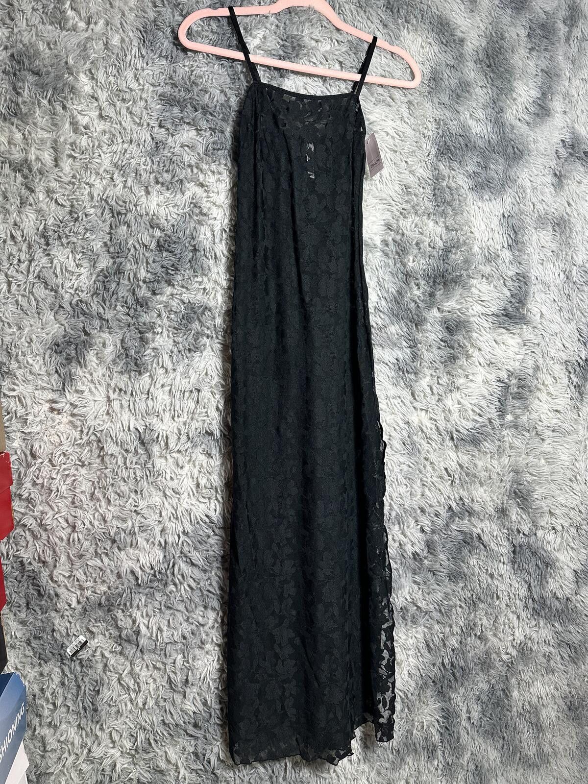 Alden Black Floral Lace Spaghetti Strap Maxi Dress Size XS / US 0-2 / IT 36-38 - 2 Thumbnail