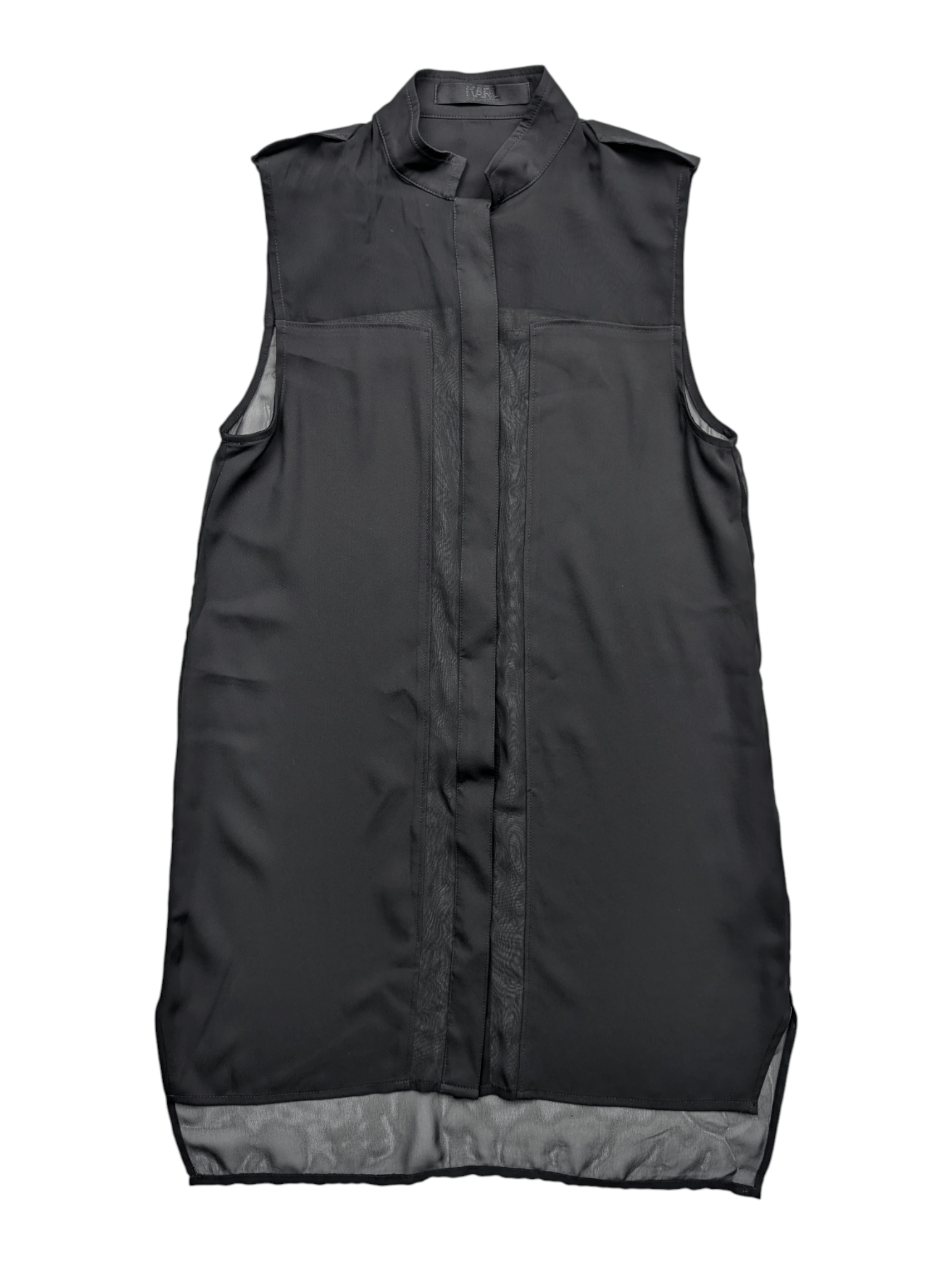 Karl Lagerfeld Karl Lagerfeld Black Sleeveless See-Through Shirt Size XS / US 0-2 / IT 36-38 - 1 Thumbnail