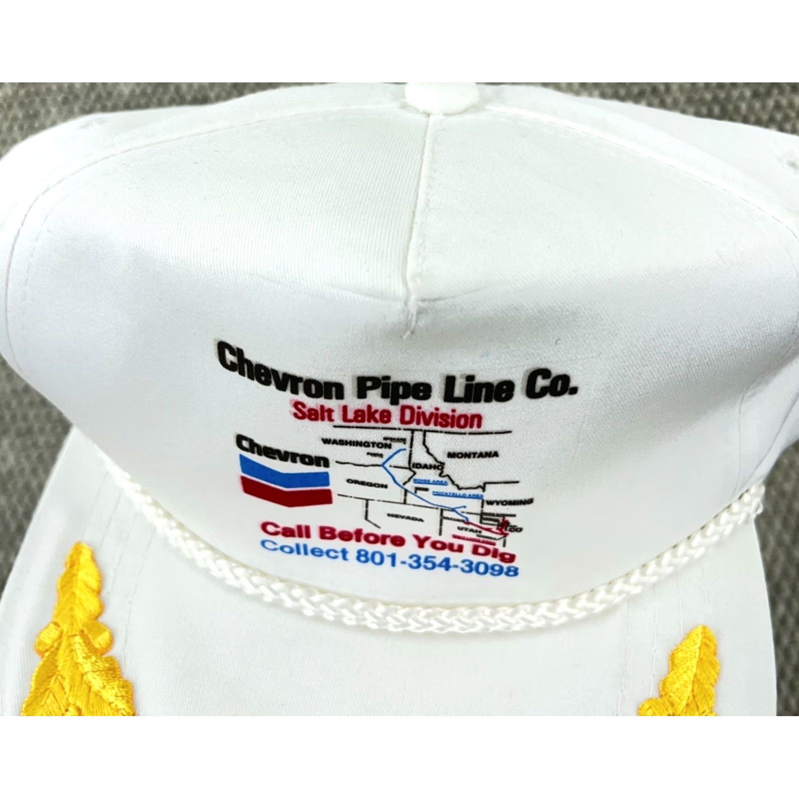 Vintage VINTAGE Chevron Pipe Line Trucker Hat 90s Cap Oil Gas Petroleum Rope White Men Size ONE SIZE - 4 Thumbnail