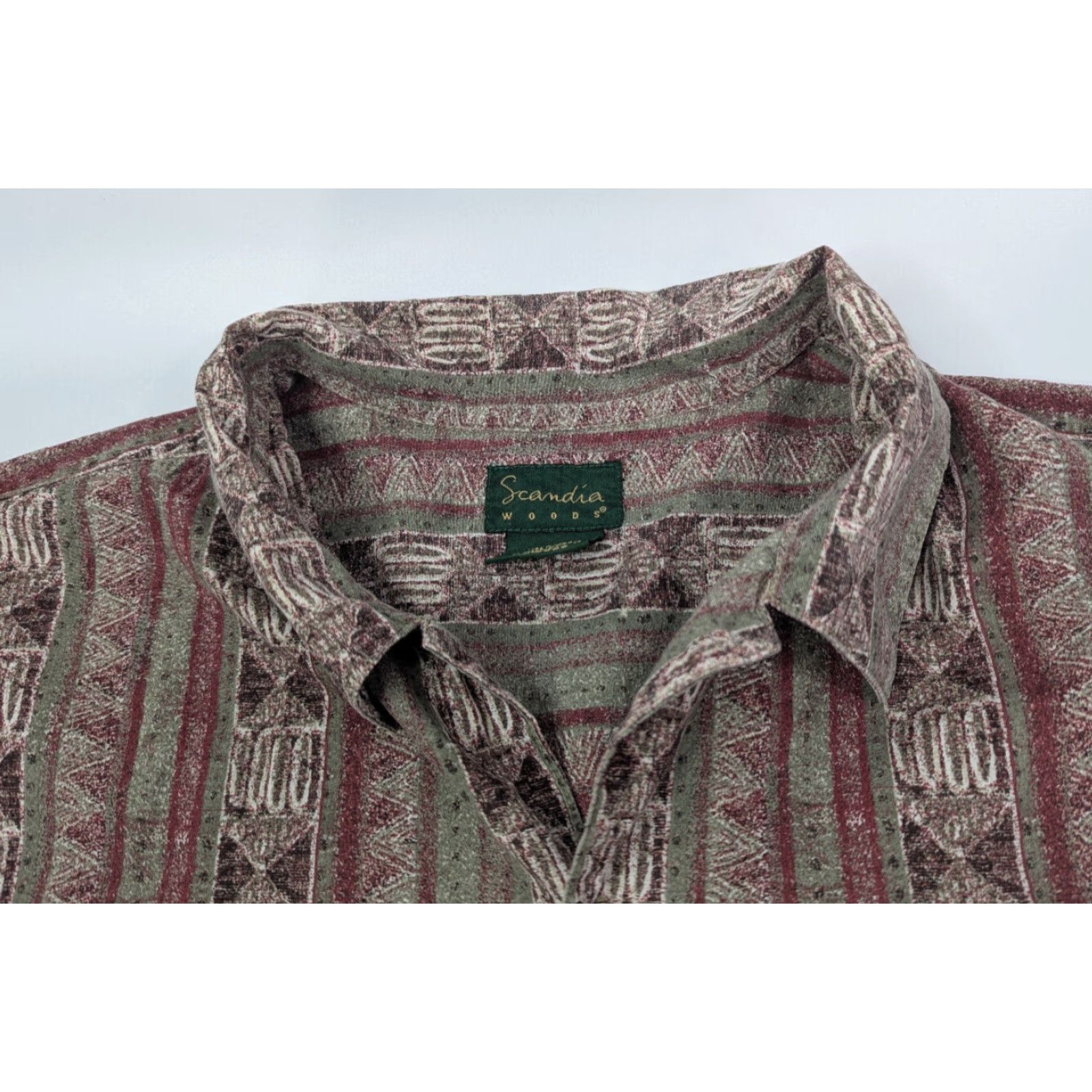 Vintage VINTAGE Scandia Woods Southwest Tribal Aztec Striped Island Camp Shirt Men's 2XL Red Cotton Button-Up Short Sleeve Casual Aztec Pattern Size US XXL / EU 58 / 5 - 6 Thumbnail