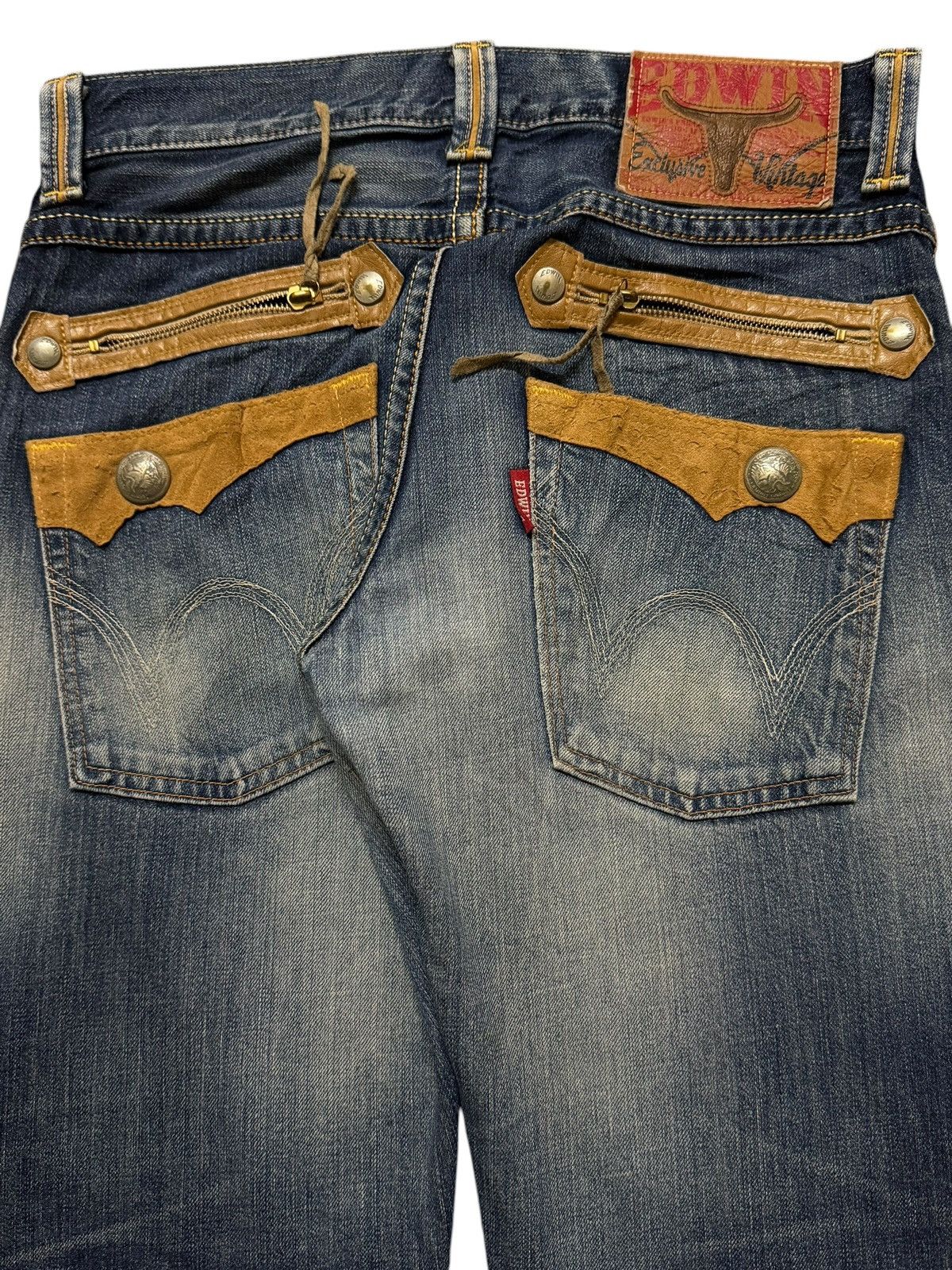 Edwin Vintage 90s Edwin XV Blue Faded Wash Distressed Straight Leg Size US 32 / EU 48 - 5 Thumbnail