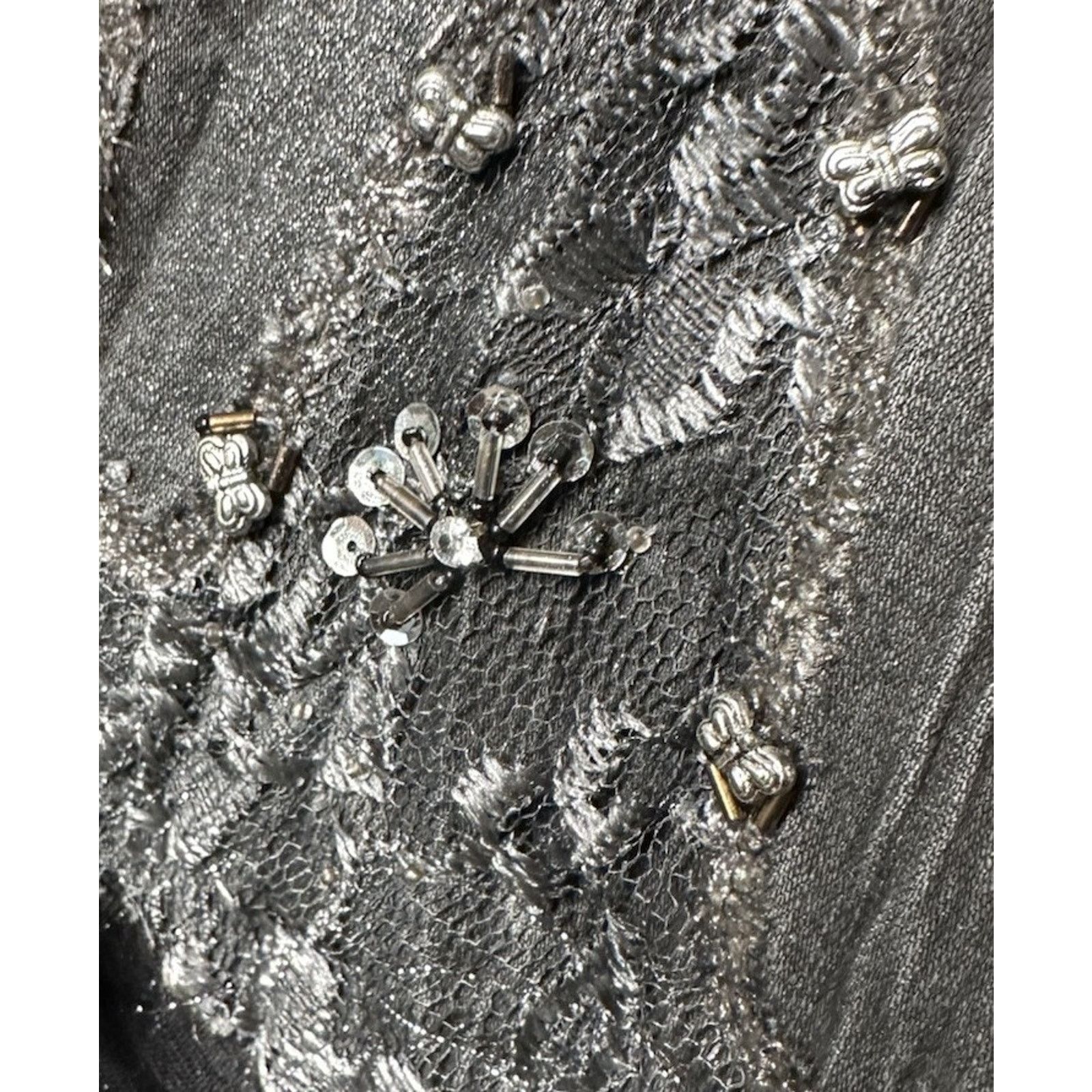 Other Chagall Gray Black Lace Ruffle Bead Sequin Embellished Skirt Size 28" / US 6 / IT 42 - 8 Thumbnail