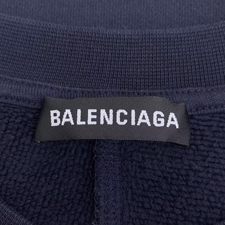 Balenciaga Balenciaga Navy monogrammed cotton crewneck long-sleeve sw Size US XS / EU 42 / 0 - 5 Thumbnail